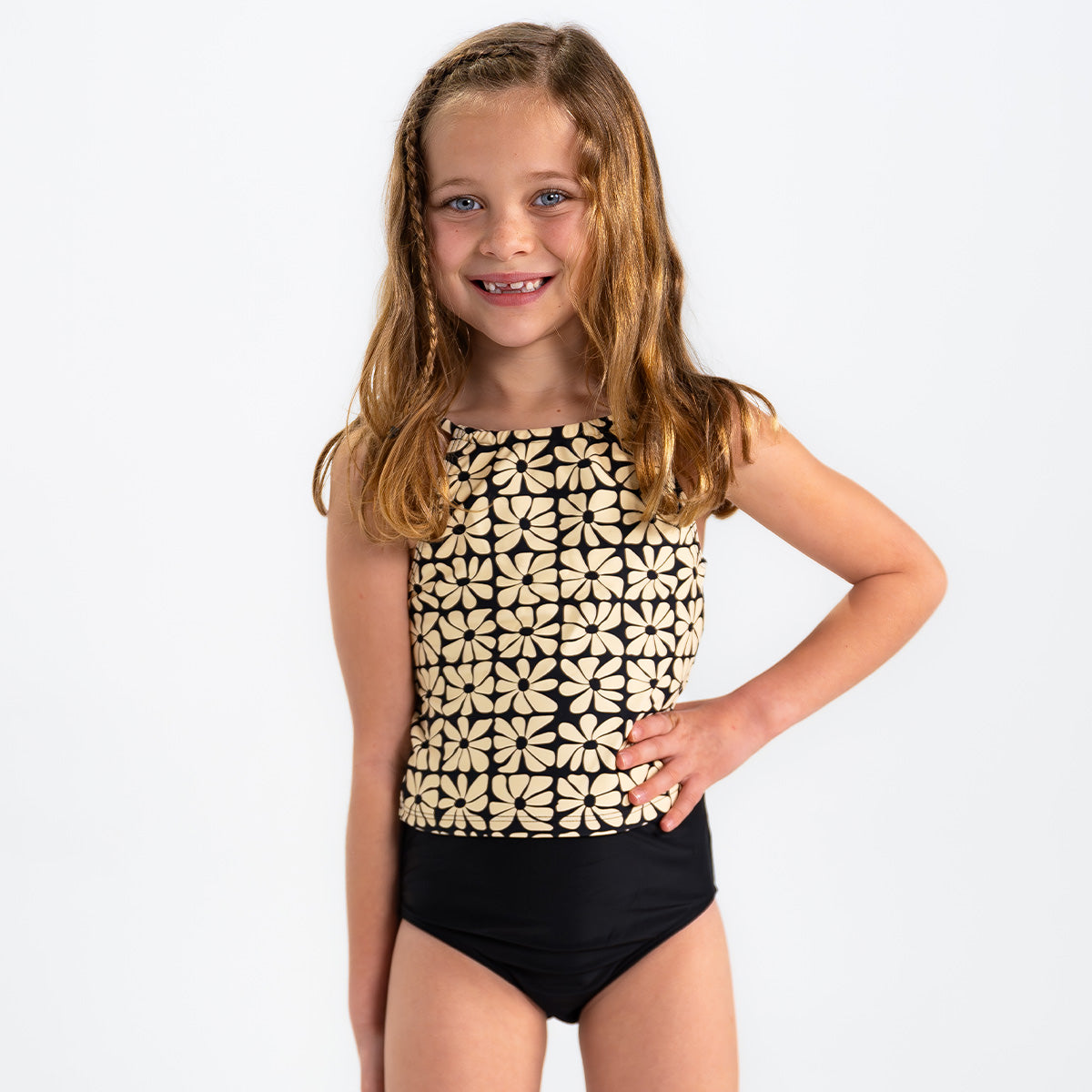 Girls High Neck Crop Tankini Top - Stylish Swimwear for Beach, Pool & Summer Activities