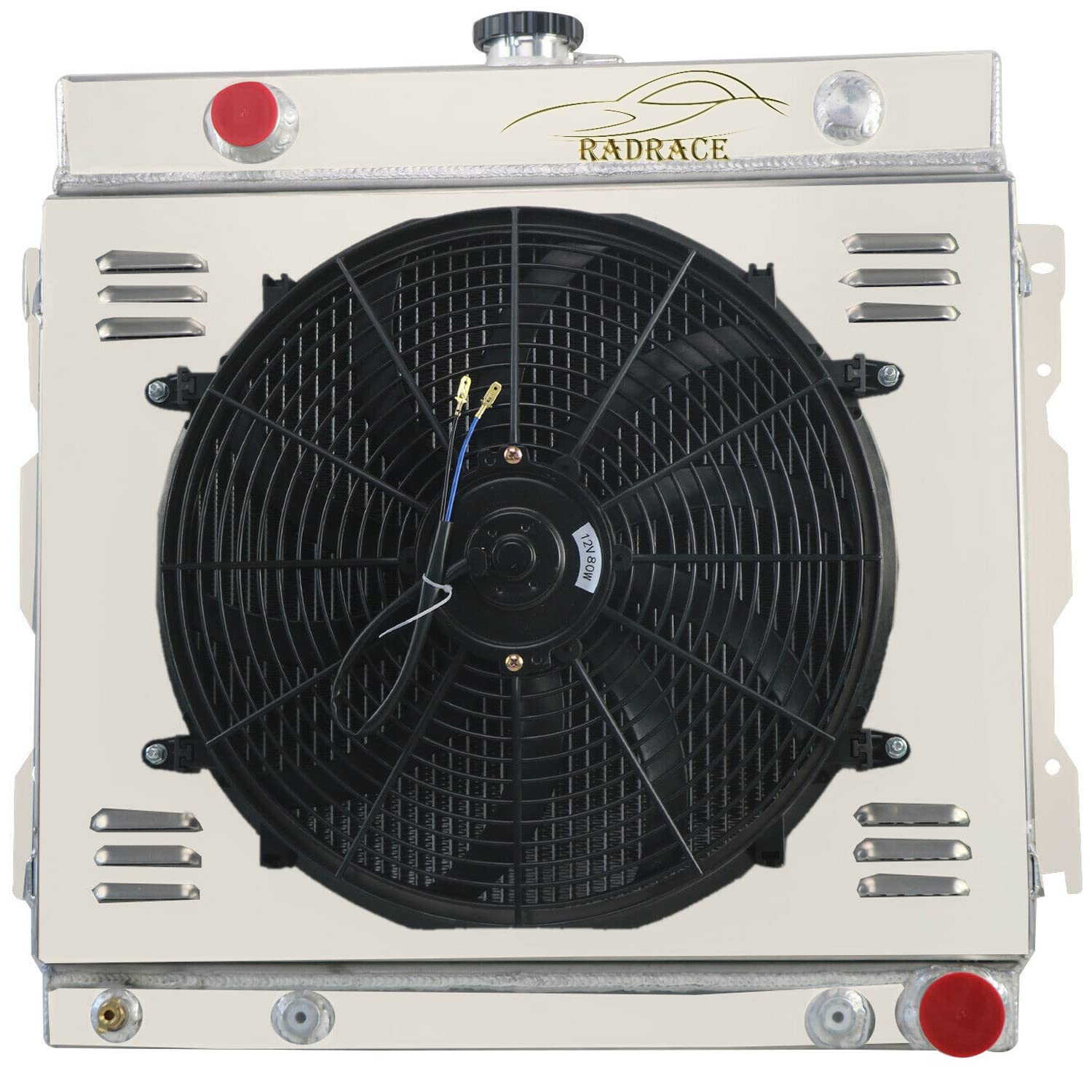1970-1979 Dodge D100 D200 Ramcharger W200 W300 B200 B300 B100 Van Aluminum Radiator with Fan Shroud & Relay Kit - Heavy Duty Cooling Upgrade for Classic Trucks & Vans - Perfect for Restoration Projects, Off-Roading, and Hot Weather Driving