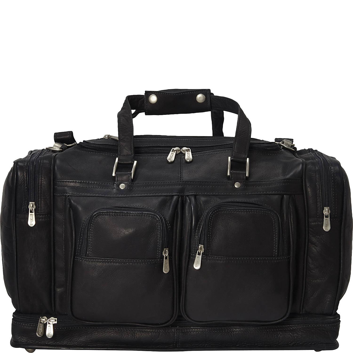 Premium Piel Leather False Bottom Duffel Bag - Stylish Travel & Gym Bag for Men & Women | Water-Resistant Carry-On Luggage for Business Trips & Weekend Getaways