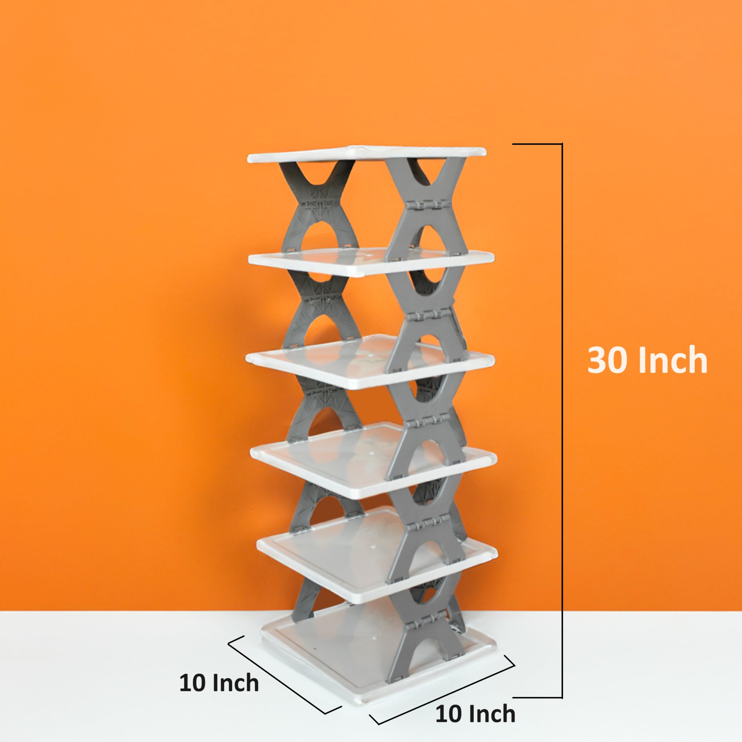 Foldable 6-Tier Shoe Rack Organizer for Closet & Entryway | Space-Saving Shoe Storage Shelf with Easy Assembly | Multi-Purpose Home Organization Solution for Shoes, Bags & Accessories | Perfect for Apartments, Dorms & Small Spaces | Grey