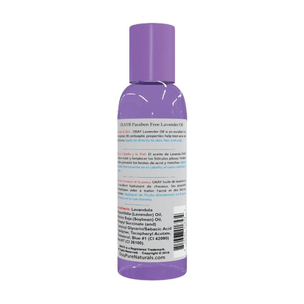 OKAY Lavender Essential Oil for Hair & Skin Care - 100% Pure, Paraben-Free, 2oz (59ml) - Promotes Relaxation, Moisturizes & Soothes Skin, Perfect for Aromatherapy & Massage