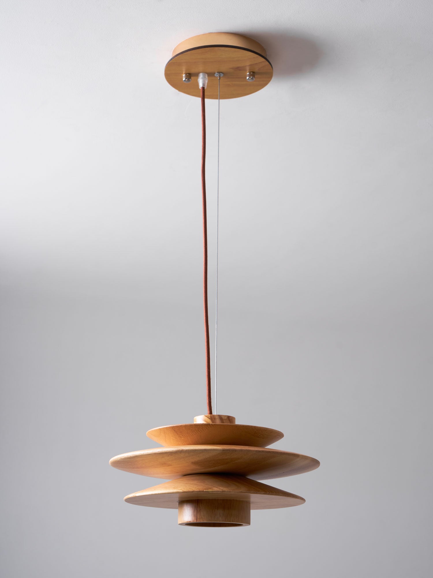Handmade Cascade Wooden Disc Pendant Light - Natural Boho Ceiling Lamp for Living Room, Bedroom & Dining Room Decor - Perfect for Modern Farmhouse, Rustic & Scandinavian Style Homes