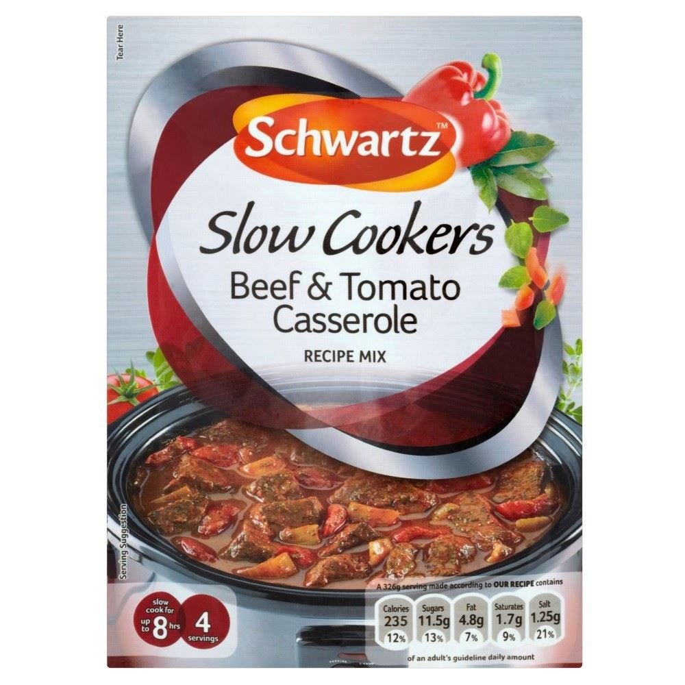 Schwartz Slow Cooker Beef & Tomato Casserole Seasoning Mix (40g) - Pack of 6 | Easy Homemade Comfort Food for Family Dinners & Potlucks