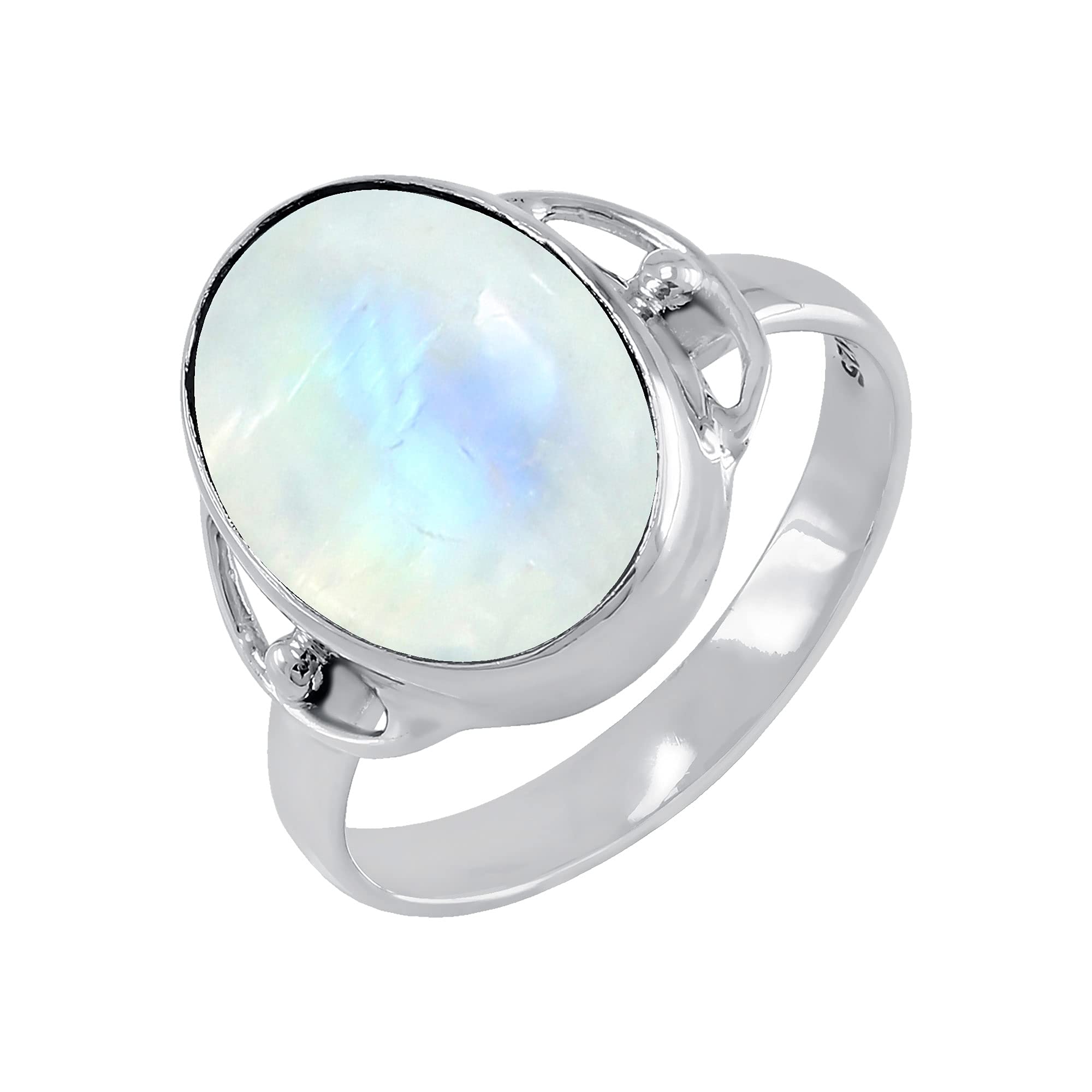 7.91Ct Oval Natural Gemstone Ring for Women - Sterling Silver Solitaire Birthstone Jewelry, Perfect Gift for Mom, Wife, Sister on Women's Day, Anniversary & Valentine's Day | Elegant Everyday Wear & Special Occasion Jewelry