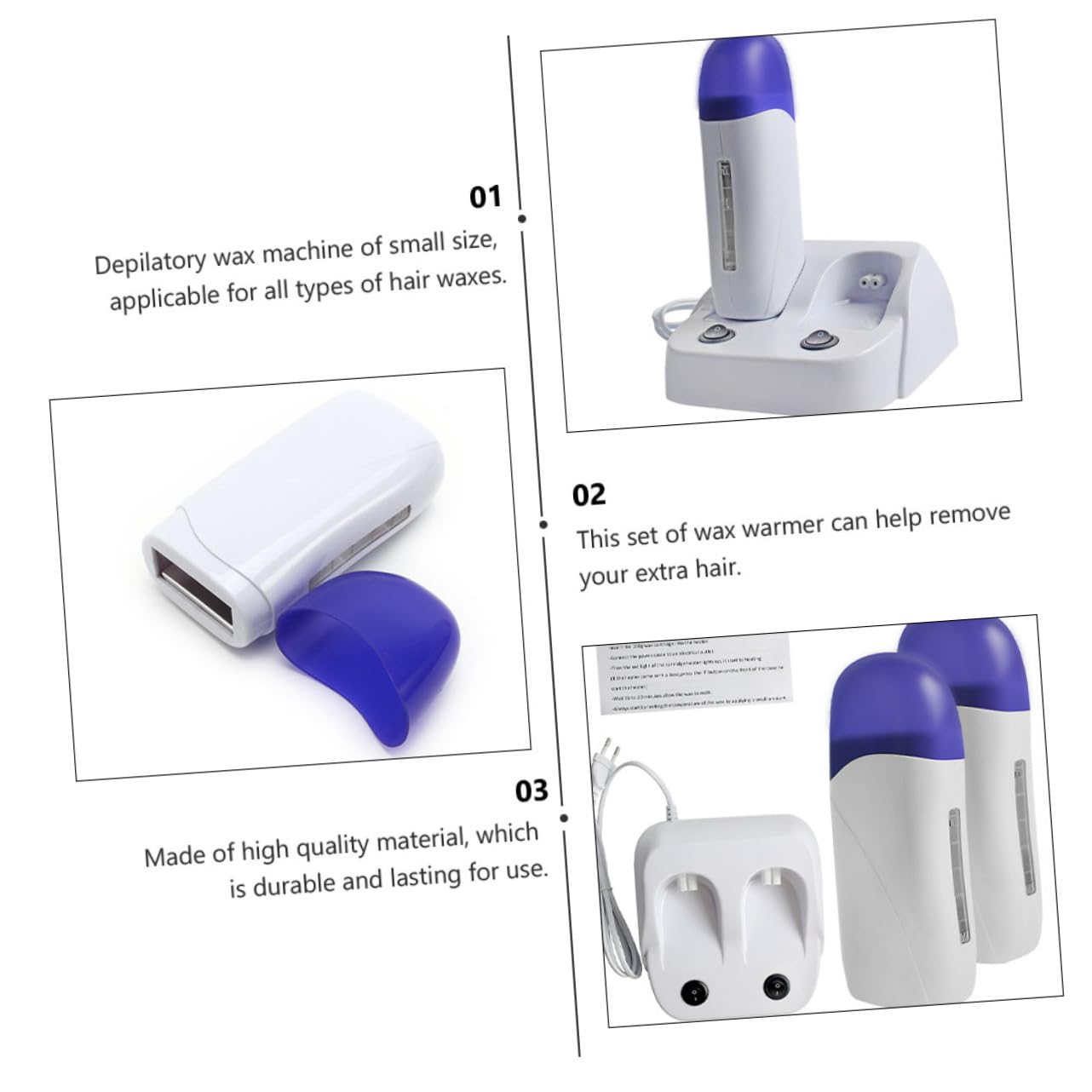 NOLITOY 2-in-1 Portable Wax Warmer Kit for Women - Dual Seat Wax Heater & Bottle Warmer - White Hair Removal Device for Home & Salon Use - Perfect for Legs, Bikini, Face & Body Waxing