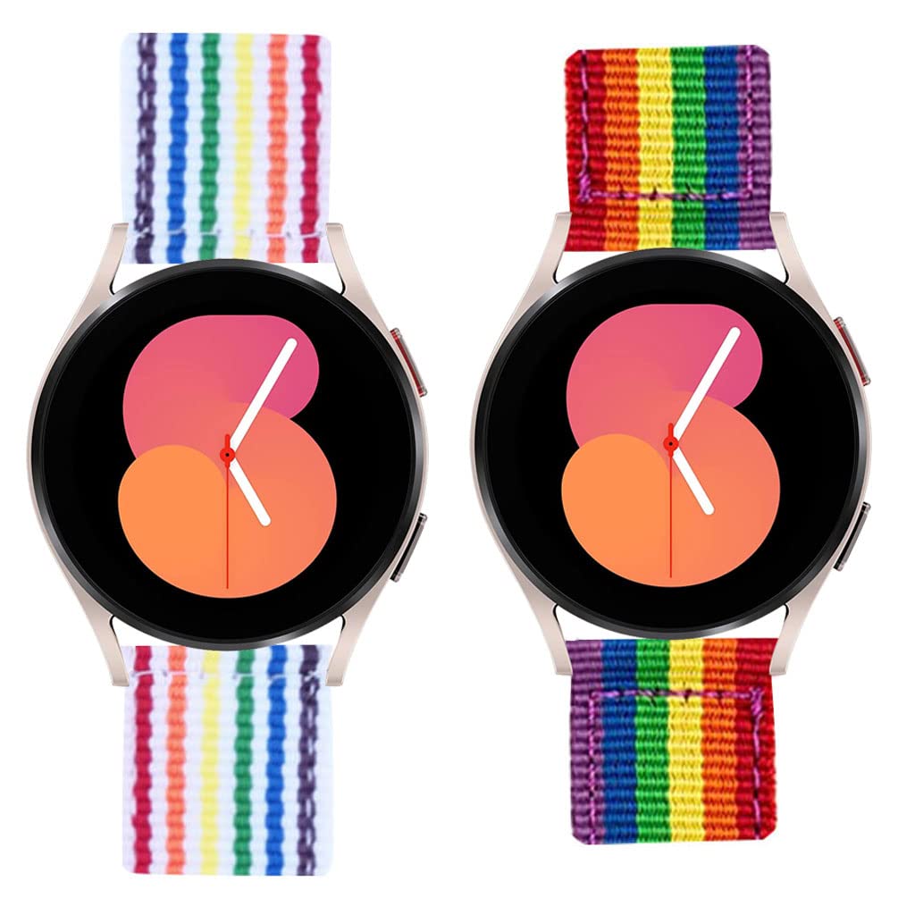 [2 Pack] YOFUNTLE Compatible Samsung Galaxy Watch 6/6 Classic/5/5 Pro/4/4 Classic/Watch3 41mm/Galaxy Active 2 Bands - Soft Woven Nylon Replacement Strap for Women - Perfect for Workouts, Running & Everyday Wear