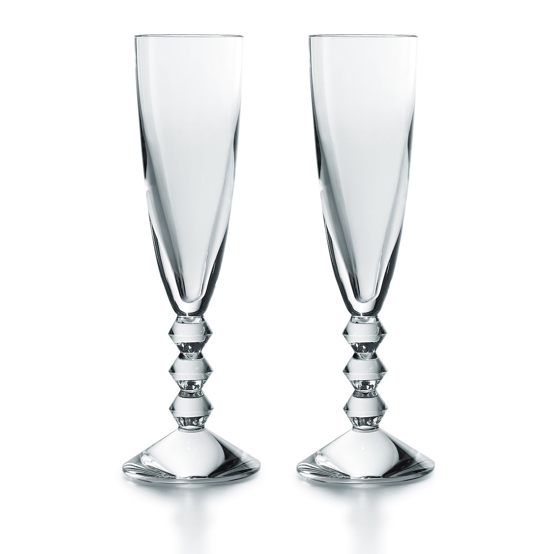 Premium Vega Champagne Flutes Set of 2 - Elegant Crystal Glass Flutes for Wedding Toasts, Anniversary Celebrations & Romantic Dinners - Dishwasher Safe & Lead-Free