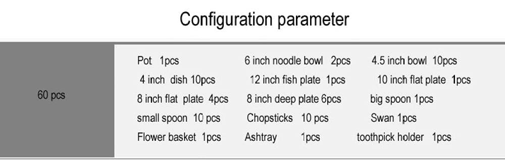 60-Piece Jingdezhen Porcelain Dinnerware Set - Elegant Ceramic Plates, Bowls & Dishes for Dining, Salad, Kitchen & Tableware | Perfect for Restaurants, Home Use & Gifts