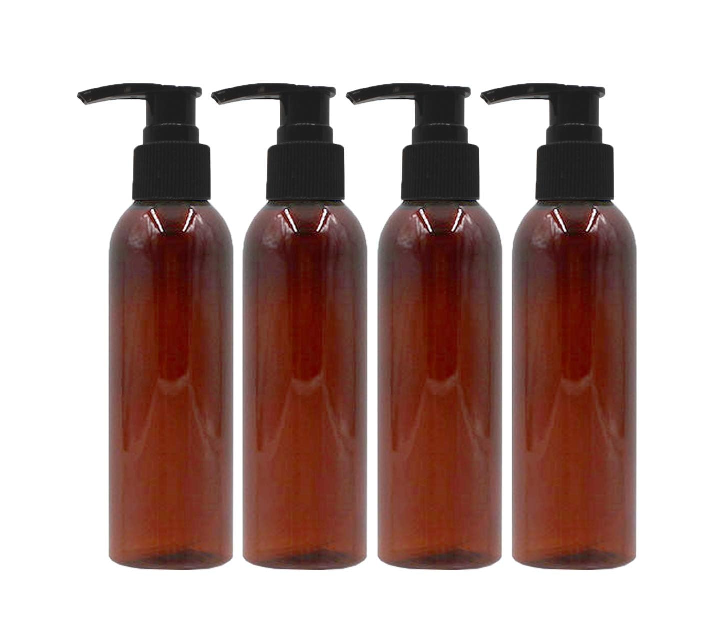 RK Bottles 200ml Amber Glass Bottles with Black Pump Dispenser - 3 Pack Refillable Empty Bottles for Essential Oils, Lotions & DIY Beauty Products - Perfect for Home, Salon & Travel Use