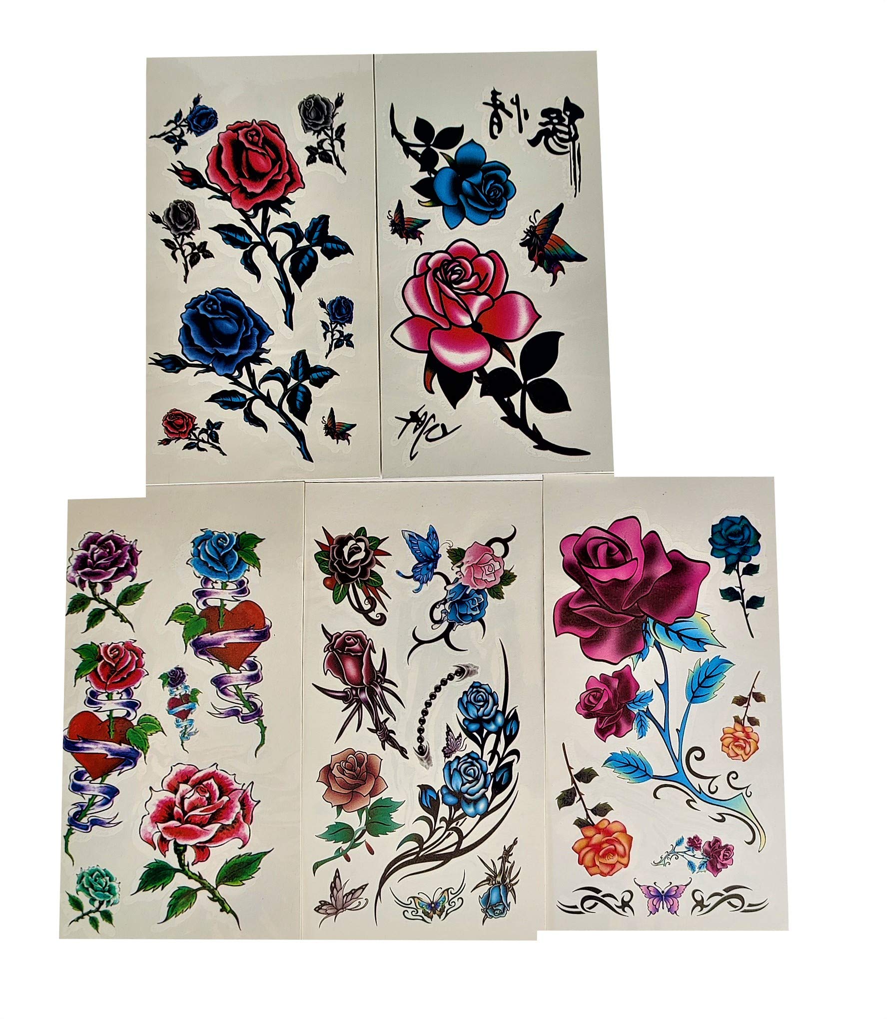 SSKR Pack of 2 Flower Temporary Tattoos for Adults & Kids - Waterproof Body Art Stickers for Parties, Birthdays, Halloween & Cosplay | Fun Gift Idea
