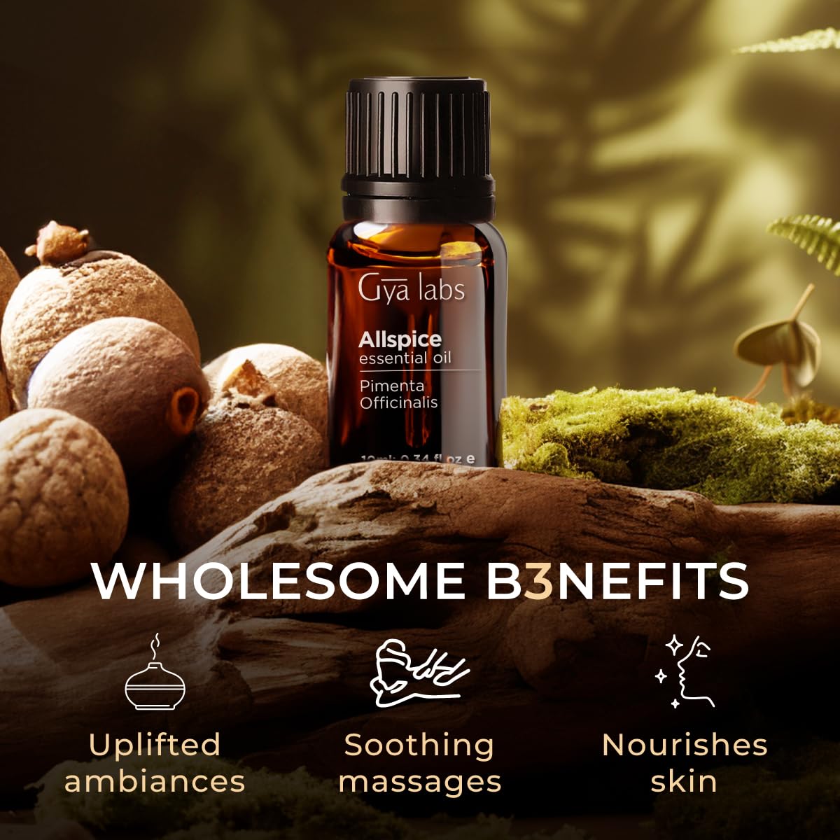 Gya Labs 100% Pure Allspice Essential Oil - 0.34 Fl Oz Natural Oil for Aromatherapy Diffusers, Skin Care, Candle Making & DIY Projects - Sweet Spicy Scent - Perfect for Relaxation, Home Fragrance & Handmade Gifts