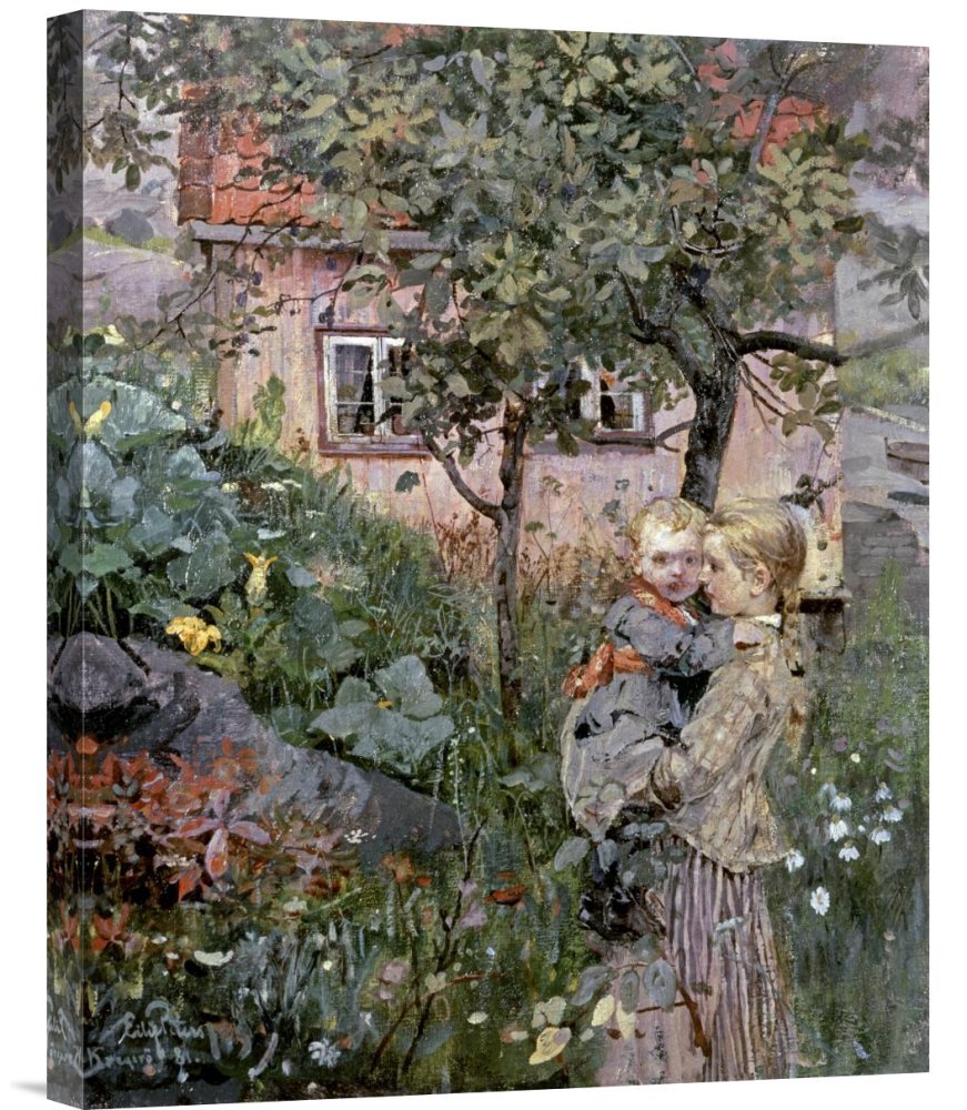 Two Sisters in A Garden Canvas Wall Art Print - Gallery Wrap Giclee Reproduction by Eilif Petersen - Perfect for Living Room, Bedroom & Office Decor