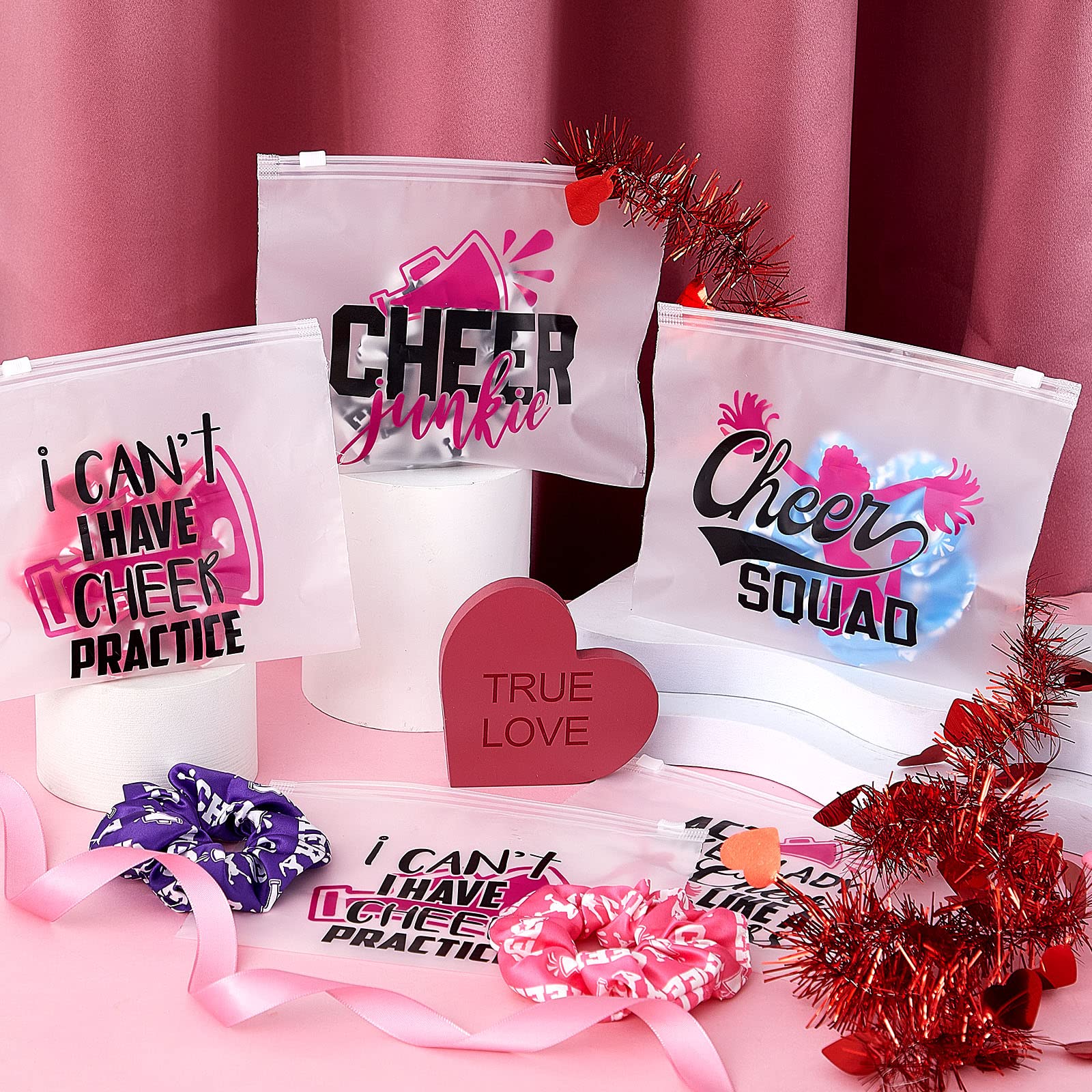 90-Piece Cheerleader Makeup Bag Set - 9 Stylish Designs for Team Gifts, Travel & Cosmetics | Perfect for Cheerleaders, Teen Girls & Women | White Cheer Bags for Sports Events, Parties & Travel Accessories
