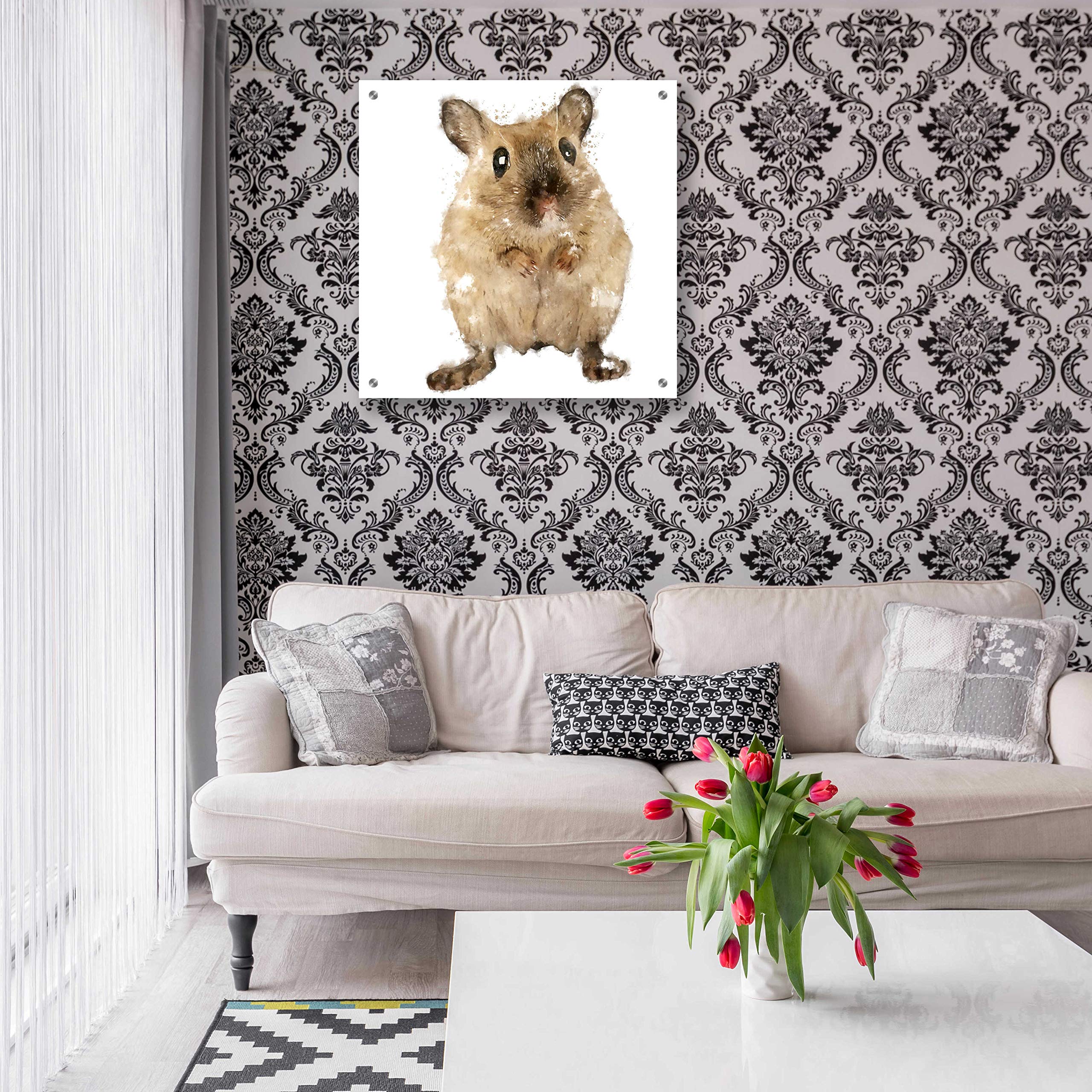 Epic Art 'Curious Mouse' by Kim Curinga - 24x24 Inch Acrylic Glass Wall Decor - Modern Home & Office Artwork - Perfect for Living Room, Bedroom or Gift