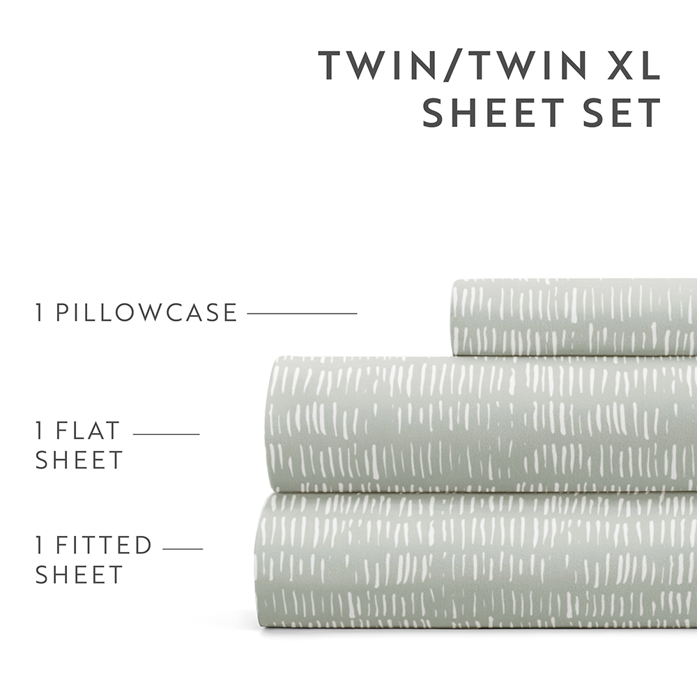 Dashed Lines 4-Piece Pattern Bed Sheet Set - Soft & Breathable Cotton for Comfortable Sleep | Perfect for Bedroom, Guest Room & Dorm Decor