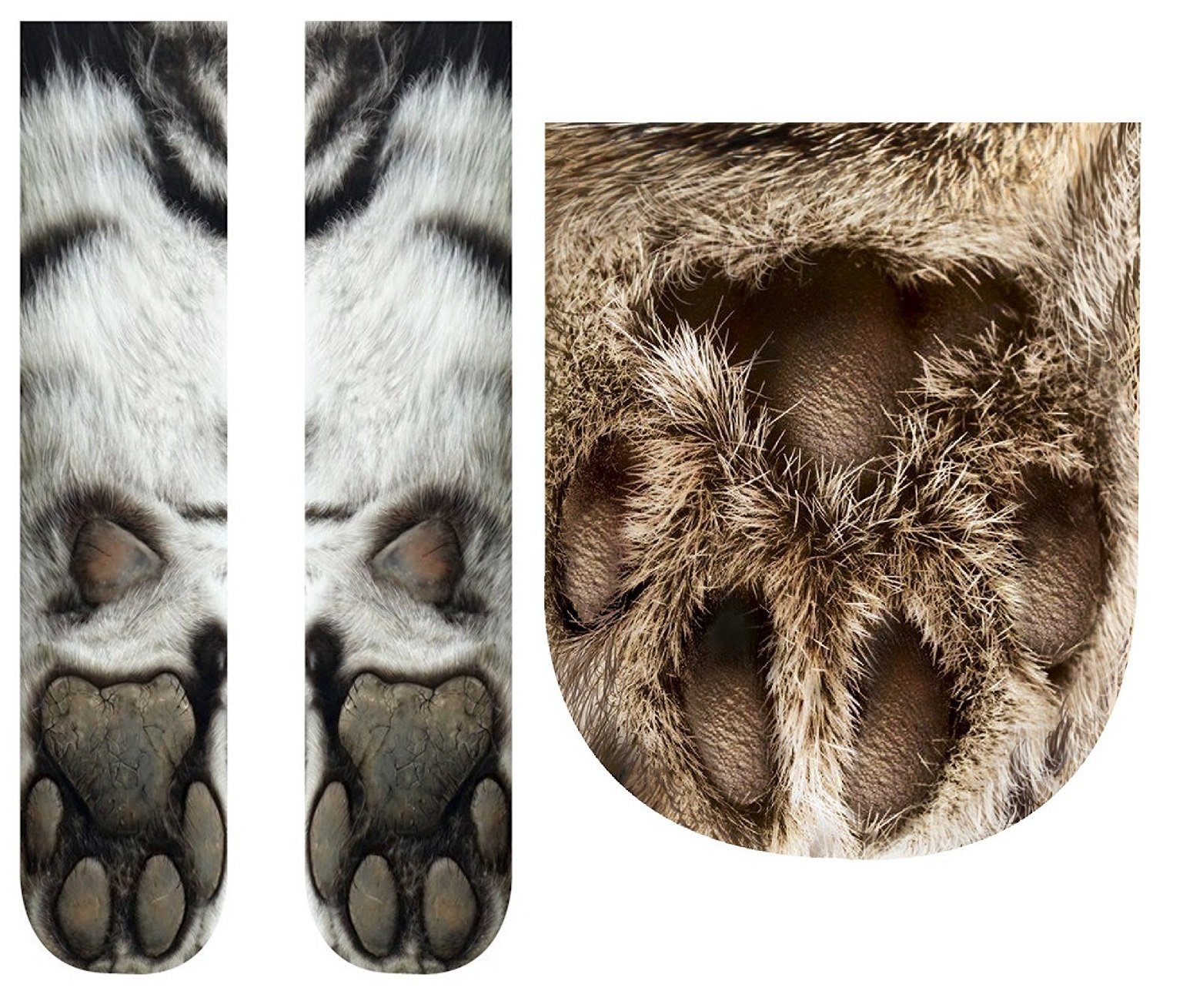 Funny 3D Animal Paw Socks - Cute Cat Tiger Dog Crew Socks for Men & Women | Novelty Gifts for Pet Lovers | Perfect for Cosplay, Halloween & Funny Gifts