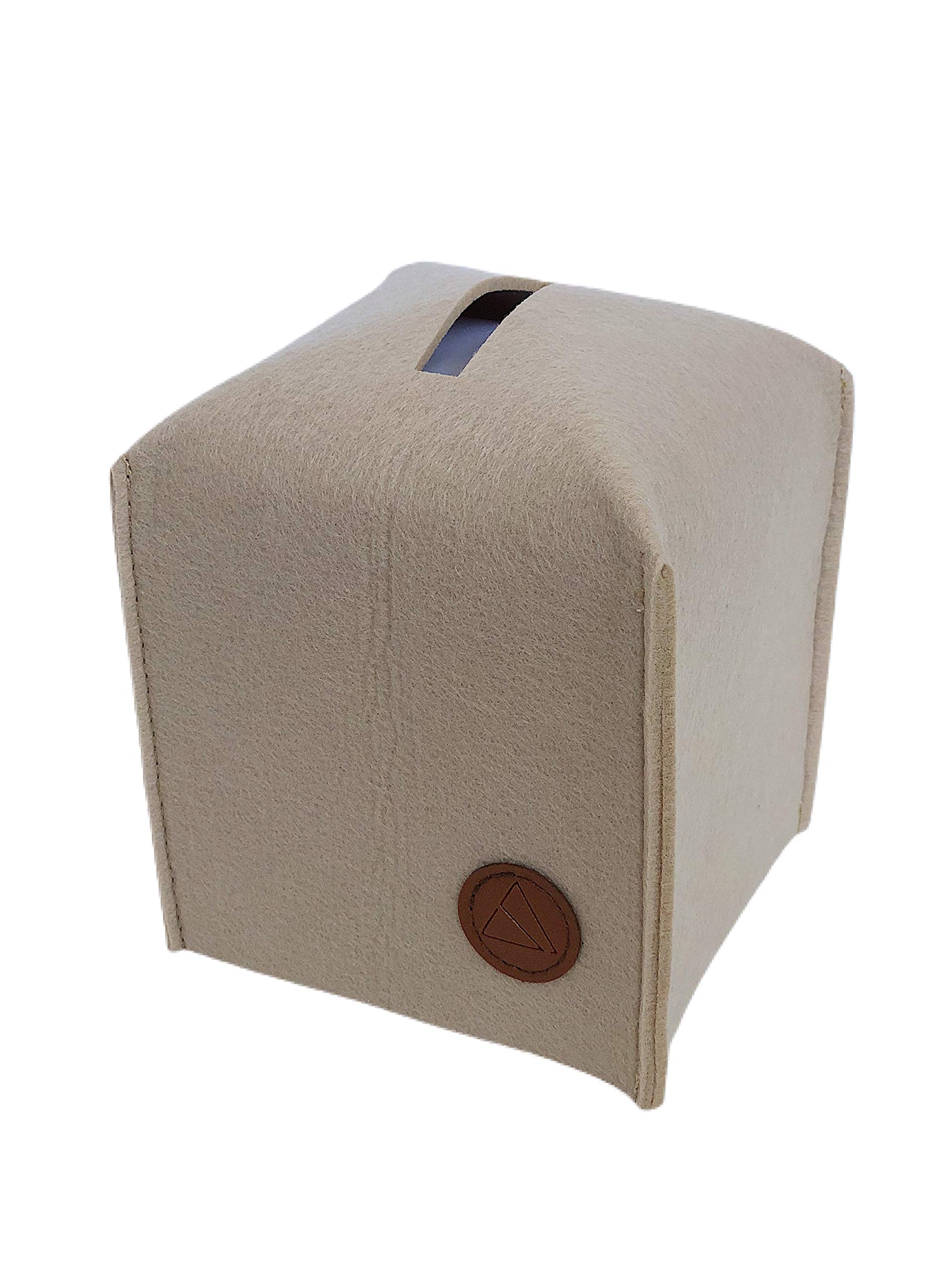 Soft Felt Tissue Box Cover - Square Slide-Out Design for Facial Tissues | Decorative Home & Office Organizer for Bathroom Vanity, Bedroom Dresser, Nightstand, Desk & Table | Perfect for Living Room, Office & Guest Room Decor (Camel Tan)