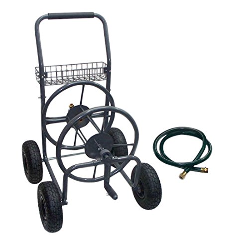 Portable Mobile Garden Hose Reel Cart with Wheels - 225 ft. x 5/8 inch Heavy Duty Retractable Hose Reel for Lawn, Yard, and Outdoor Watering - Easy Storage & Transport