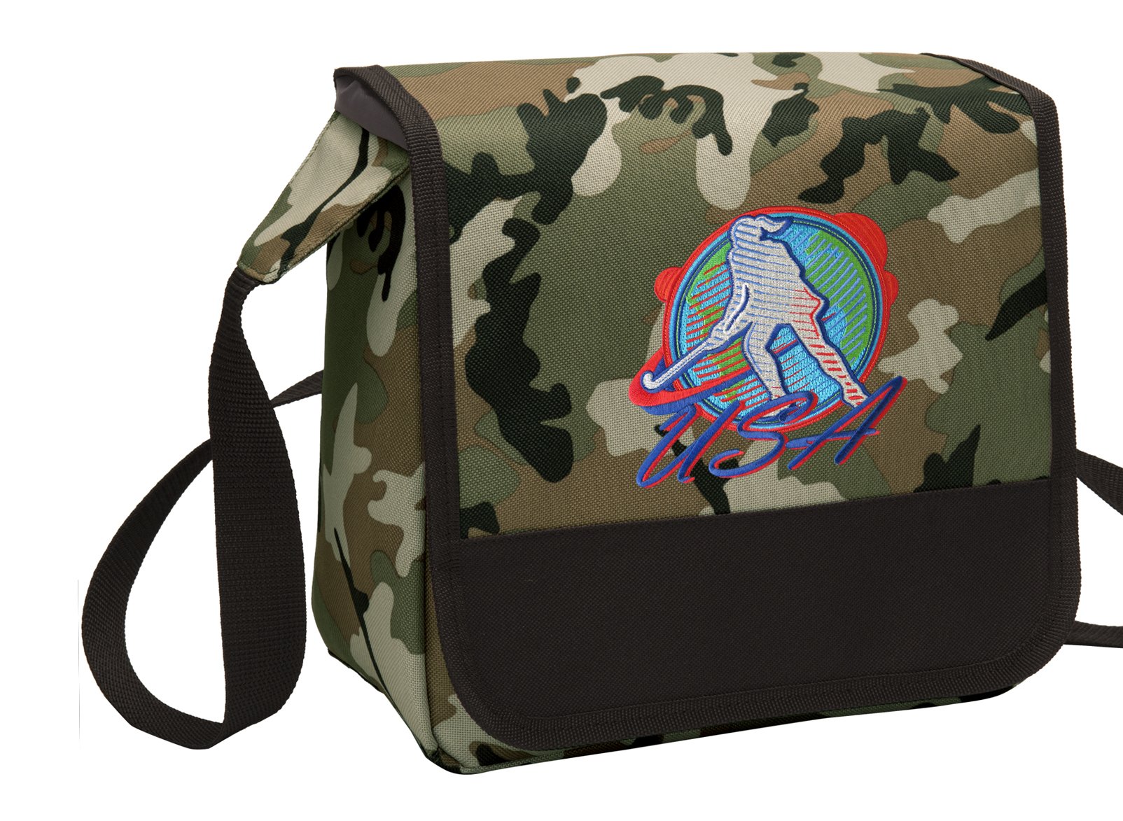 **Camo Field Hockey Lunch Bag - Insulated Shoulder Lunch Box for Players & Fans - Perfect for School, Work, and Sports Events**