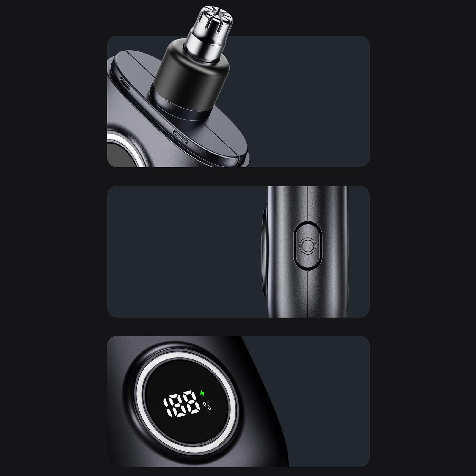 Rechargeable Electric Nose Hair Trimmer for Men - Waterproof & Cordless Nasal Hair Removal Tool with Dual Blades - Perfect for Travel, Gym, and Home Grooming