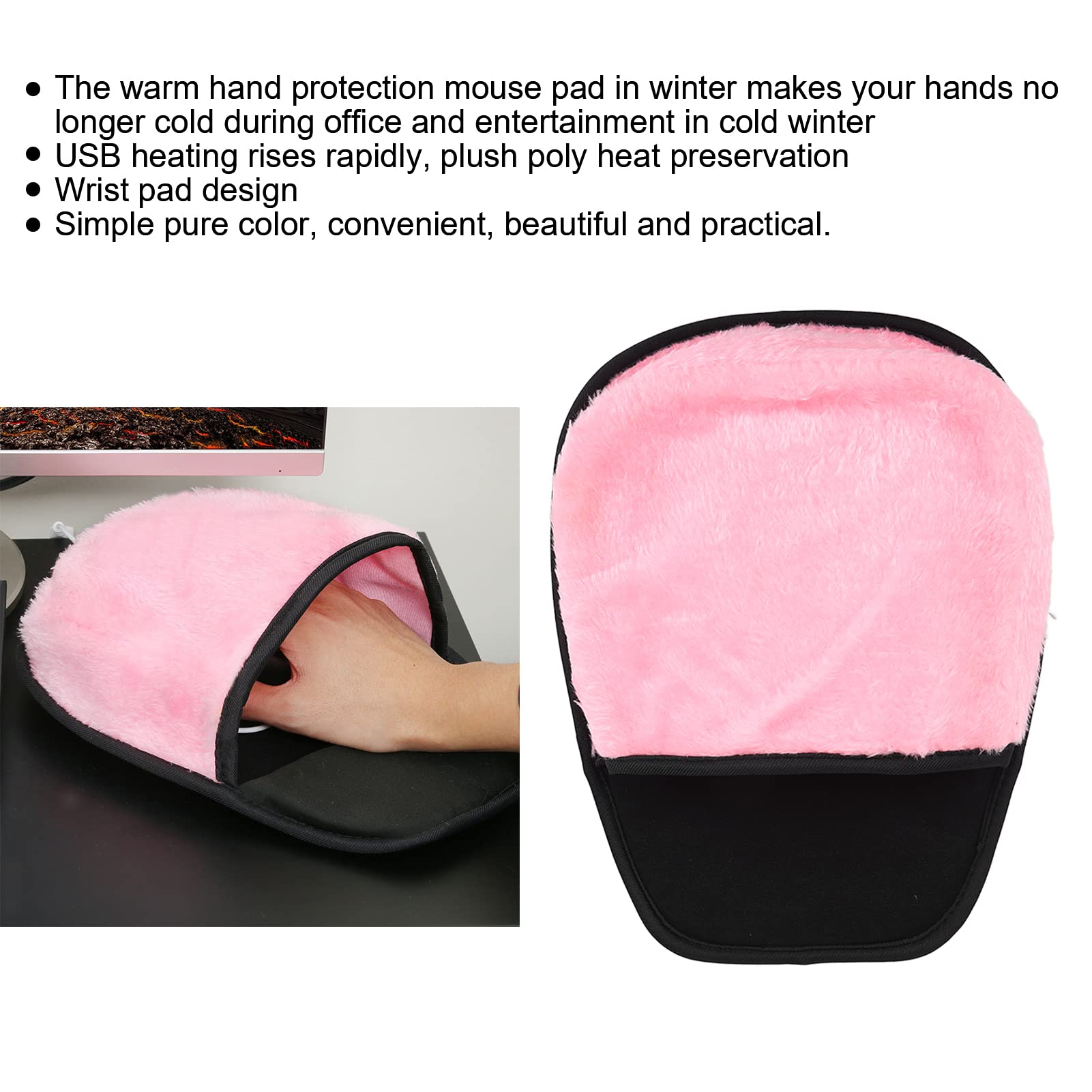 USB Heated Hand Warmer Pad - Electric Warming Mouse Pad for Office & Home Use - Soft Desk Accessory for Cold Hands - Perfect for Typing, Gaming & Winter Work Comfort