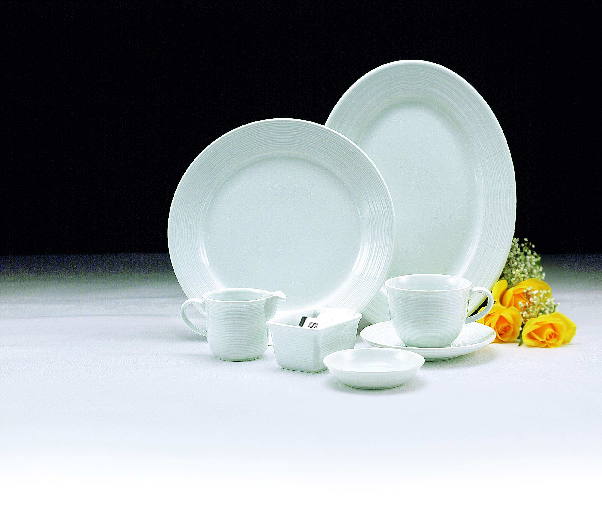 Oneida Sant' Andrea Botticelli 11-inch Porcelain Coupe Dinner Plates - Set of 12 Elegant Deep Dish Plates for Fine Dining, Wedding Registry & Formal Entertaining