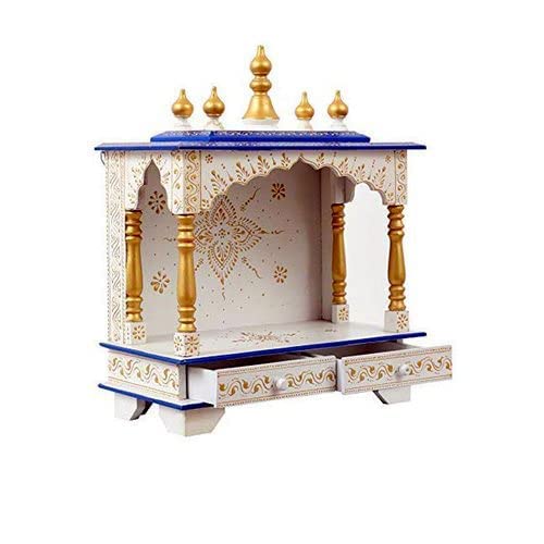 Exquisite Rajasthani Hand-Painted Wooden Home Temple Mandap for Pooja & Meditation | Traditional Indian Home Decor for Spiritual Spaces & Altars