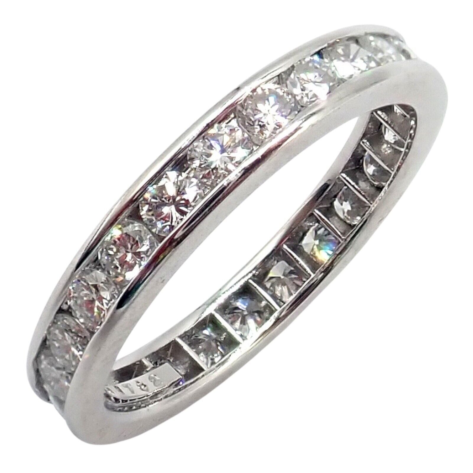 Tiffany & Co Platinum 0.80ct Diamond Full Circle Eternity Band Ring 3mm Width Size 4.5 - Perfect for Anniversaries, Engagements & Special Occasions