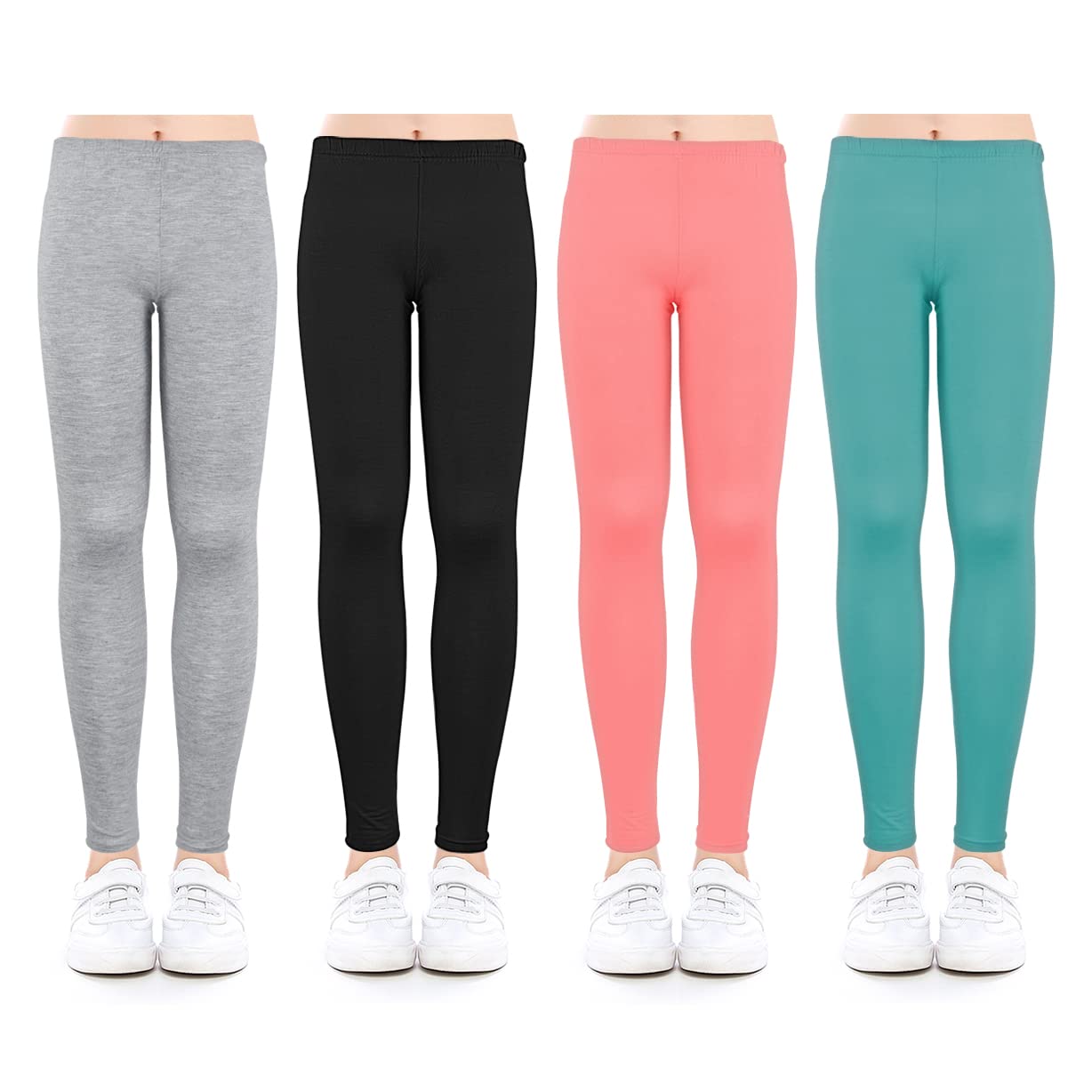 ZukoCert Girls Leggings 5-Pack - Soft & Comfortable Athletic Pants for Girls Ages 4-12 - Perfect for School, Yoga, Running & Playtime