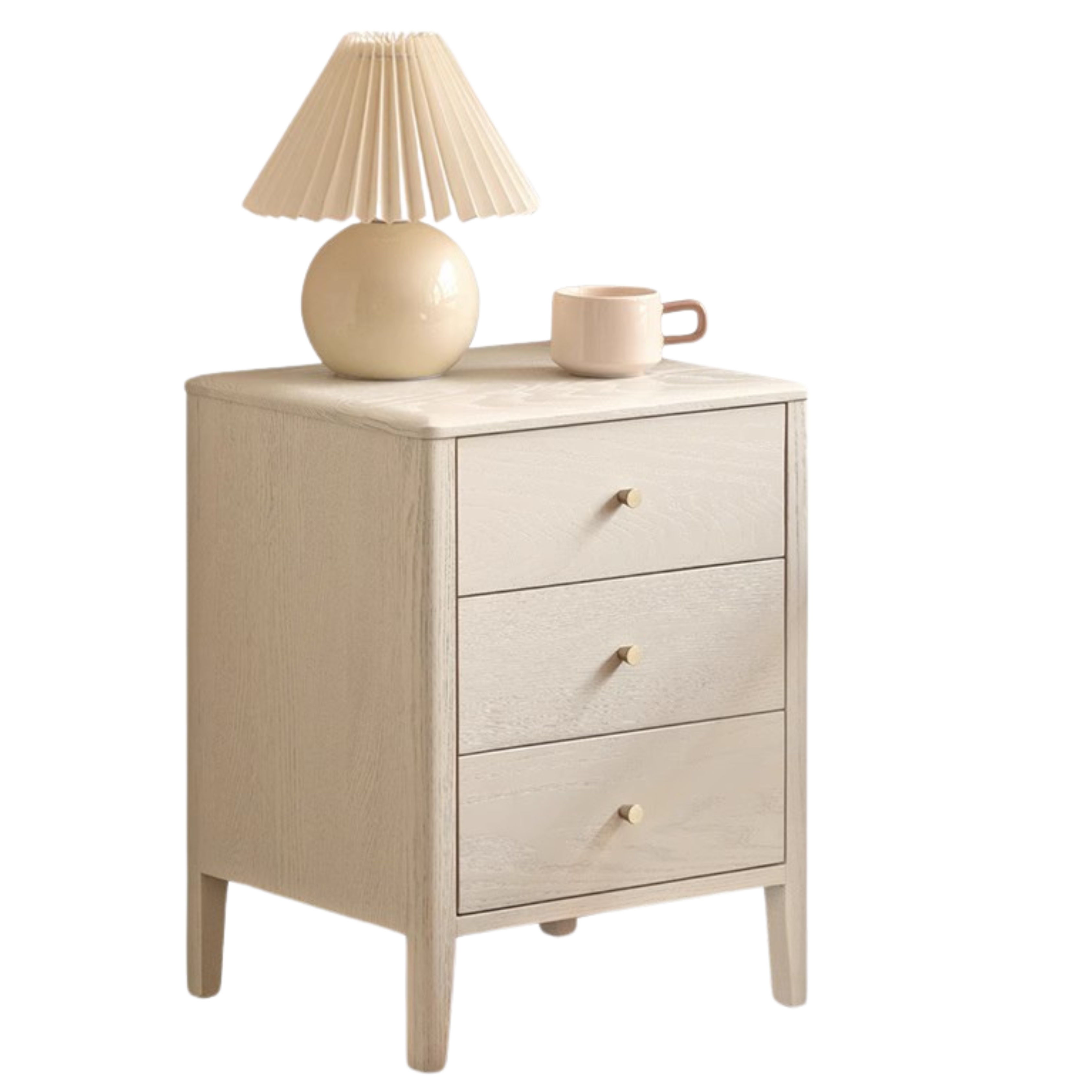 15x13.4x19.3 inch / 38x34x49.5cm / warm white / Oak bedside cabinet