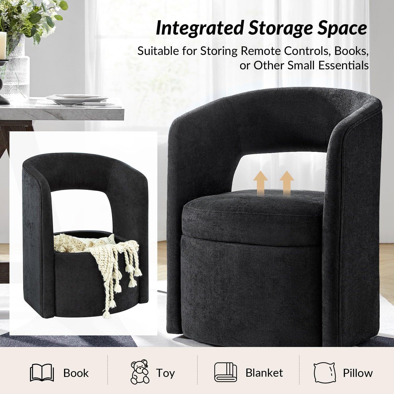 Modern Dining Chair with Storage - Wright Versatile Design for Kitchen, Dining Room & Office - Space-Saving & Stylish Seating Solution