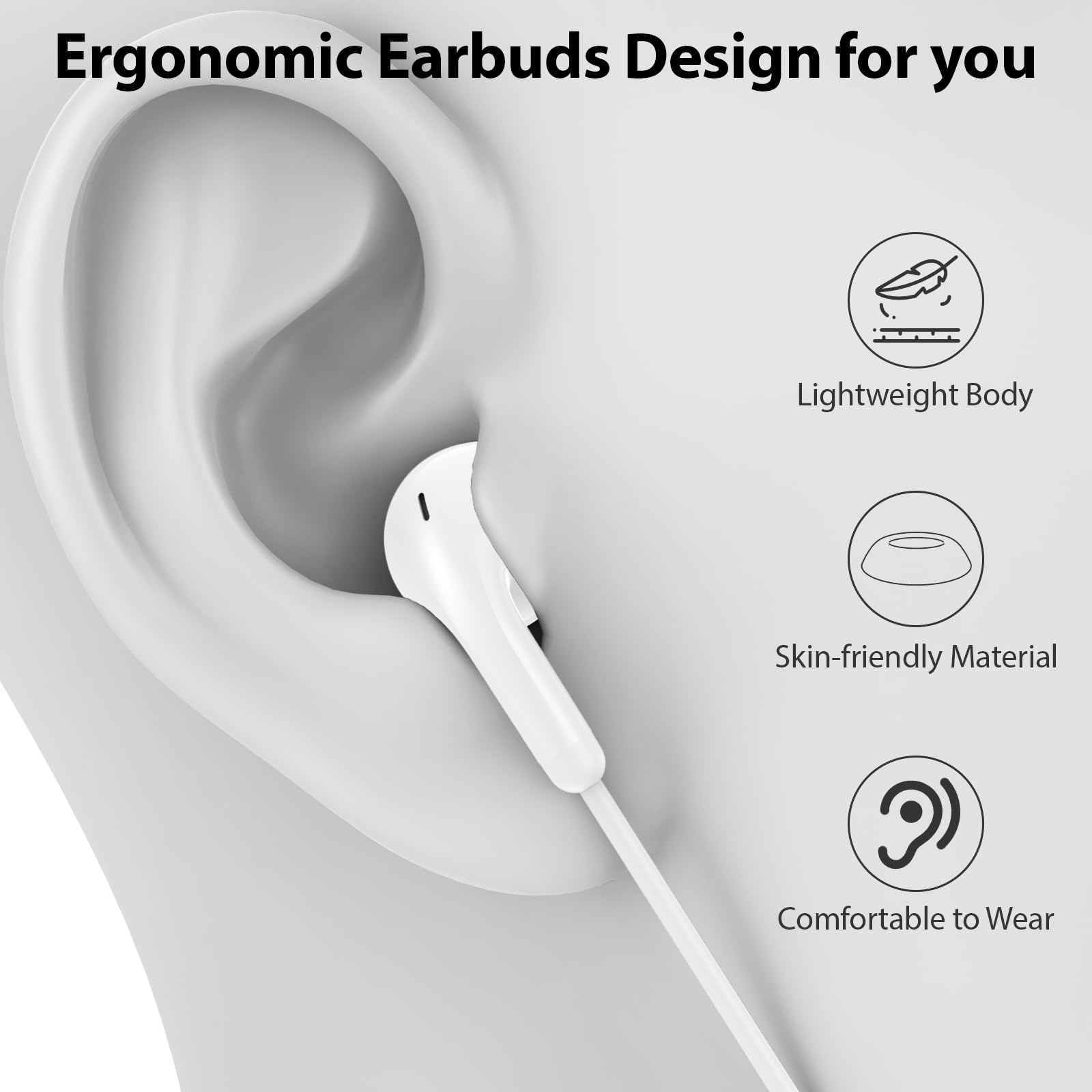 3.5mm Wired Earbuds with Microphone, Noise Cancelling HiFi Stereo Headphones - Perfect for School, Online Classes, Gaming & Work - Compatible with Chromebook, Samsung A42/A32/A15/A14/A12/S10e/A03s (White)