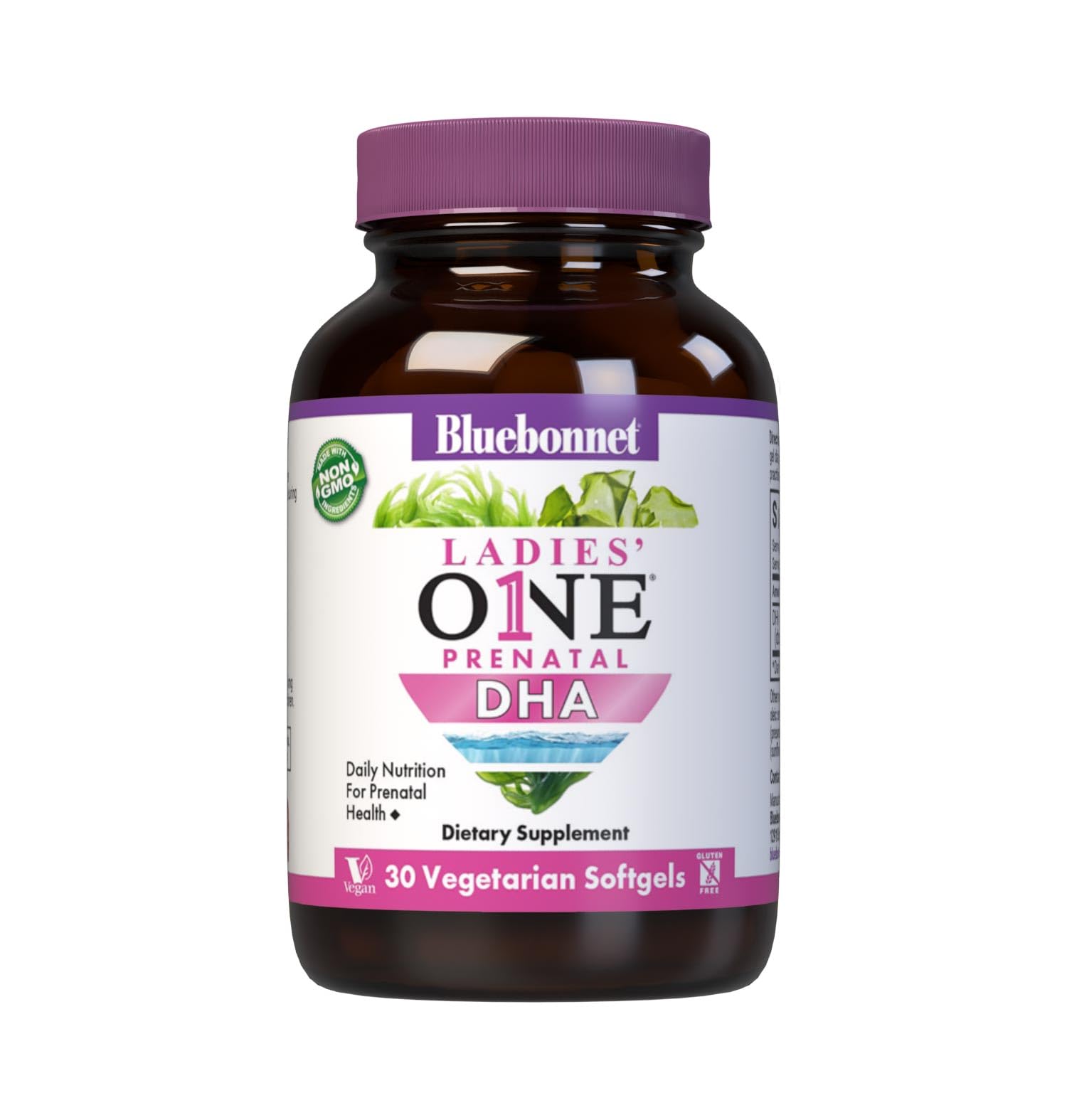 Bluebonnet Nutrition Ladies' One Prenatal DHA - Daily Prenatal Vitamins for Women, Non-GMO, Vegan, Gluten-Free, 30 Vegetarian Softgels (30 Servings) - Supports Healthy Pregnancy & Fetal Development