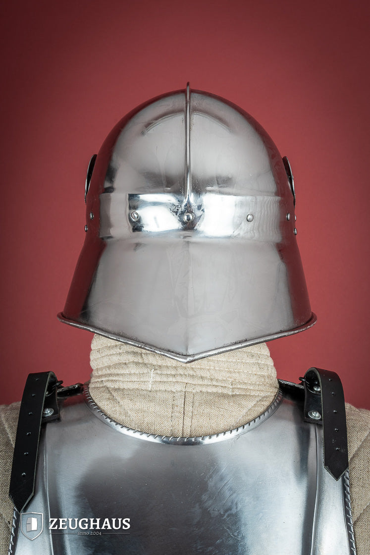 Polished 1.6mm Medieval Infantry Sallet Helmet - Authentic Knight Armor for LARP, Cosplay & Renaissance Fairs