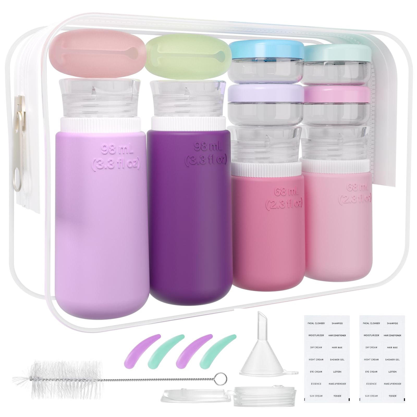 20 Pack TSA Approved Silicone Travel Bottles Set - Leakproof Ultrasonic Craft Toiletry Containers for Shampoo, Conditioner & Lotion | Perfect for Air Travel, Camping & Gym Essentials