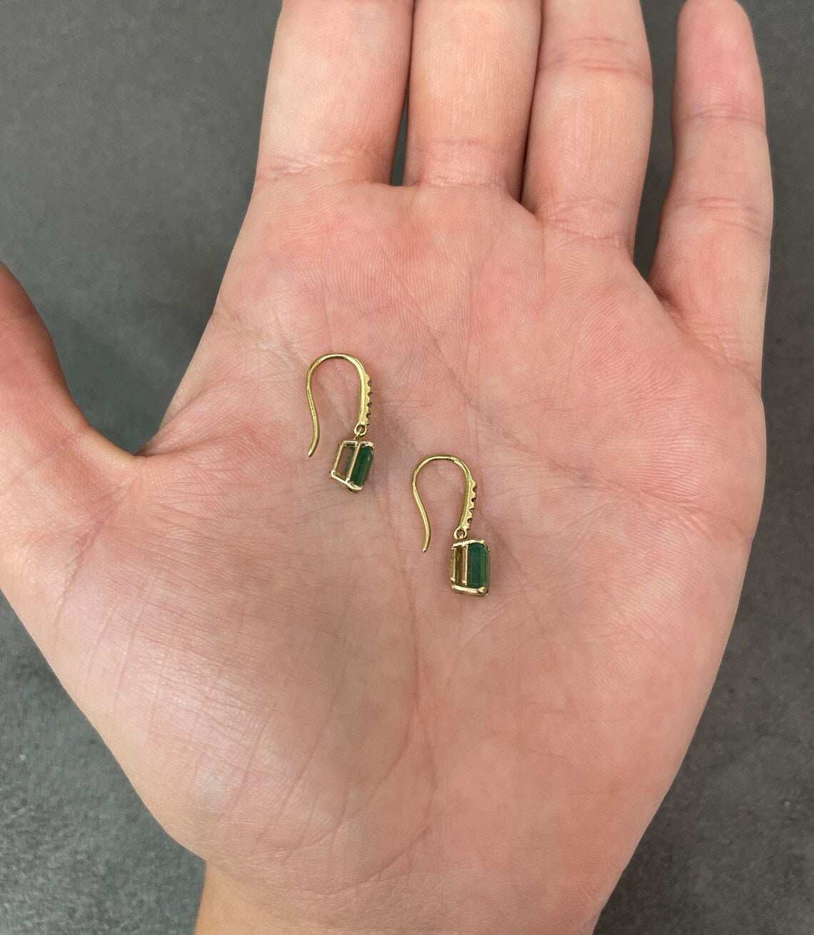 2.53tcw Bright Green Emerald & Pave Diamond Hook Earrings in 18K Gold - Elegant Jewelry for Parties, Weddings & Special Occasions