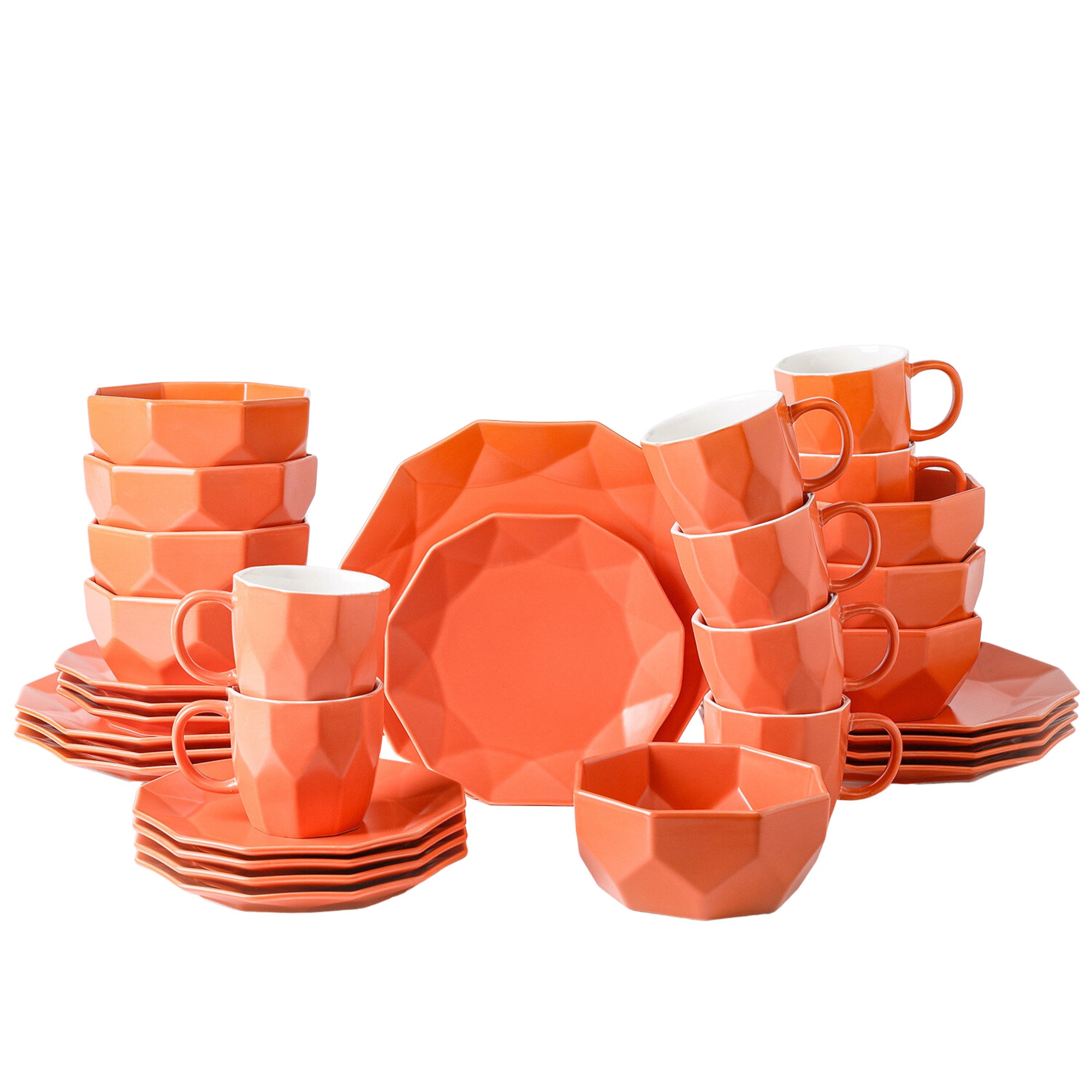 Premium Jamie Porcelain Dinnerware Set - Elegant Orange 12-Piece Tableware for Dining, Entertaining & Special Occasions | Dishwasher & Microwave Safe
