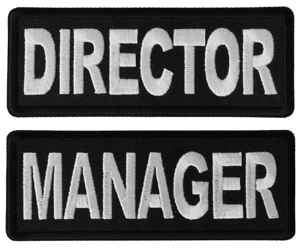 4 Inch Embroidered Iron-On Business Costume Director & Manager Patches - Perfect for Uniforms, Jackets, and Professional Apparel
