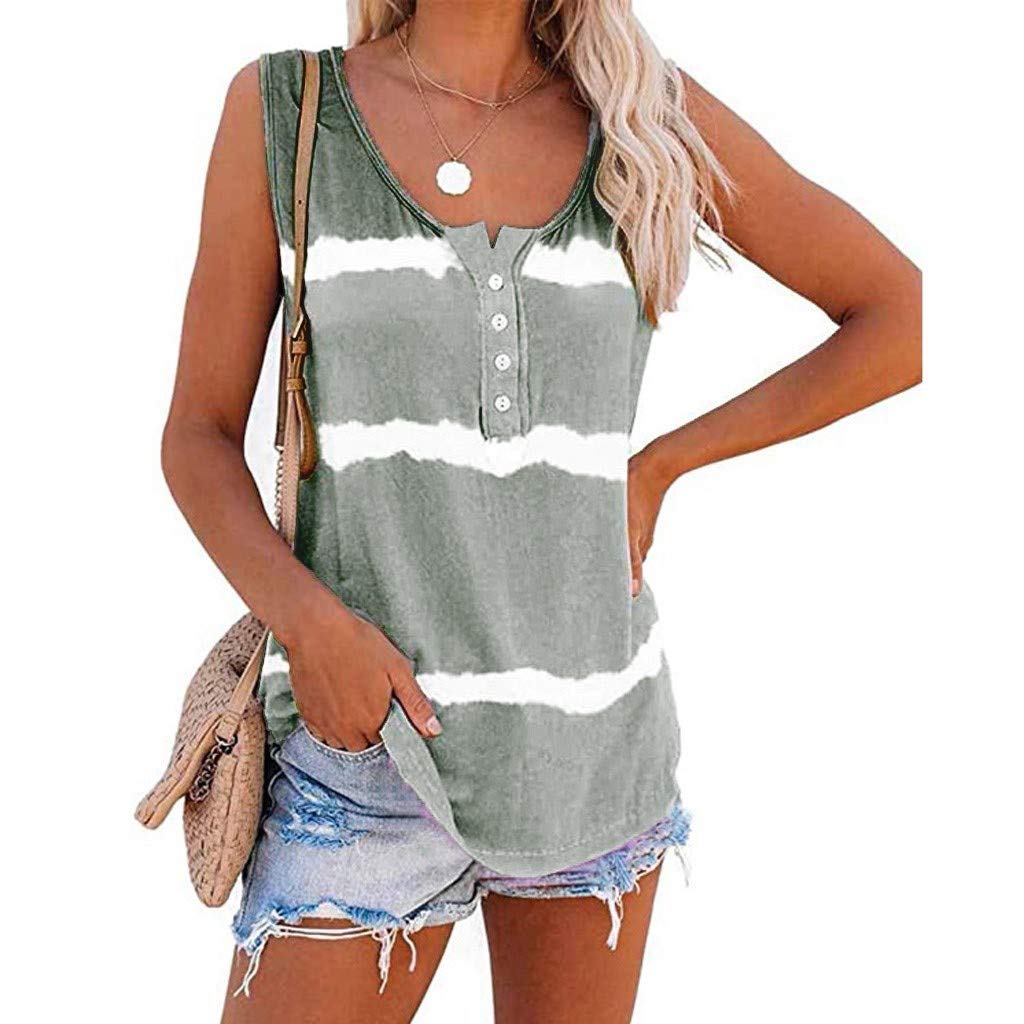 Women's Dressy Color Block Tie-Dye Sleeveless Crew Neck Casual Tank Tops - Stylish Blouses for Work, Party & Summer Outfits