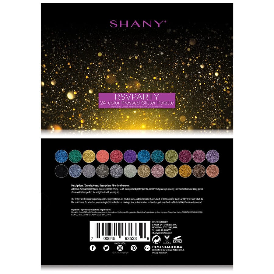 RSV Party Glitter Palette - 24 Pressed Glitter Pigments for Face & Body Makeup | Festival, Cosplay, Halloween & DIY Nail Art | Vegan & Cruelty-Free