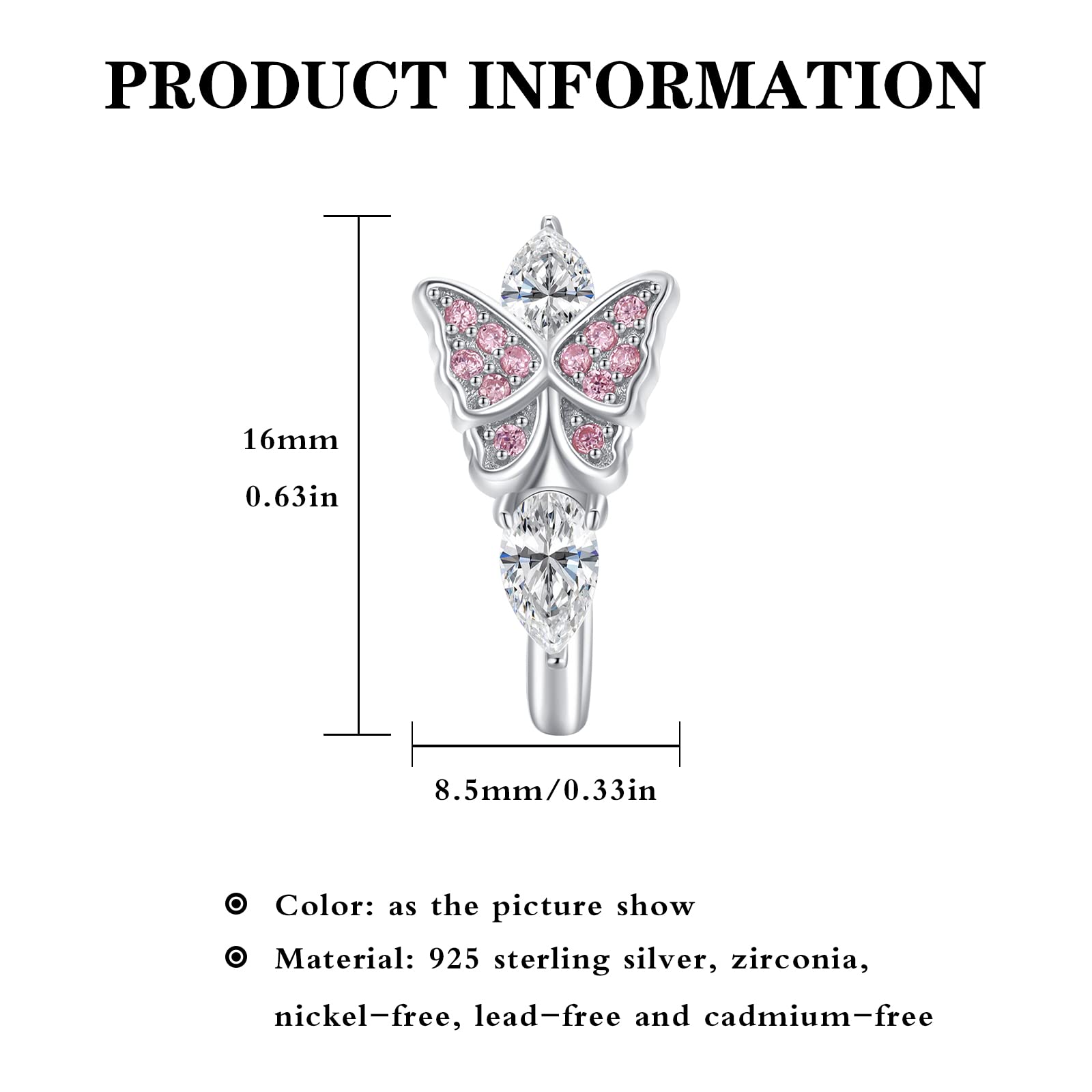 Sterling Silver CZ Butterfly Drop Dangle Earrings for Women - Elegant Butterfly Jewelry Gift for Her, Perfect for Parties, Weddings & Everyday Wear