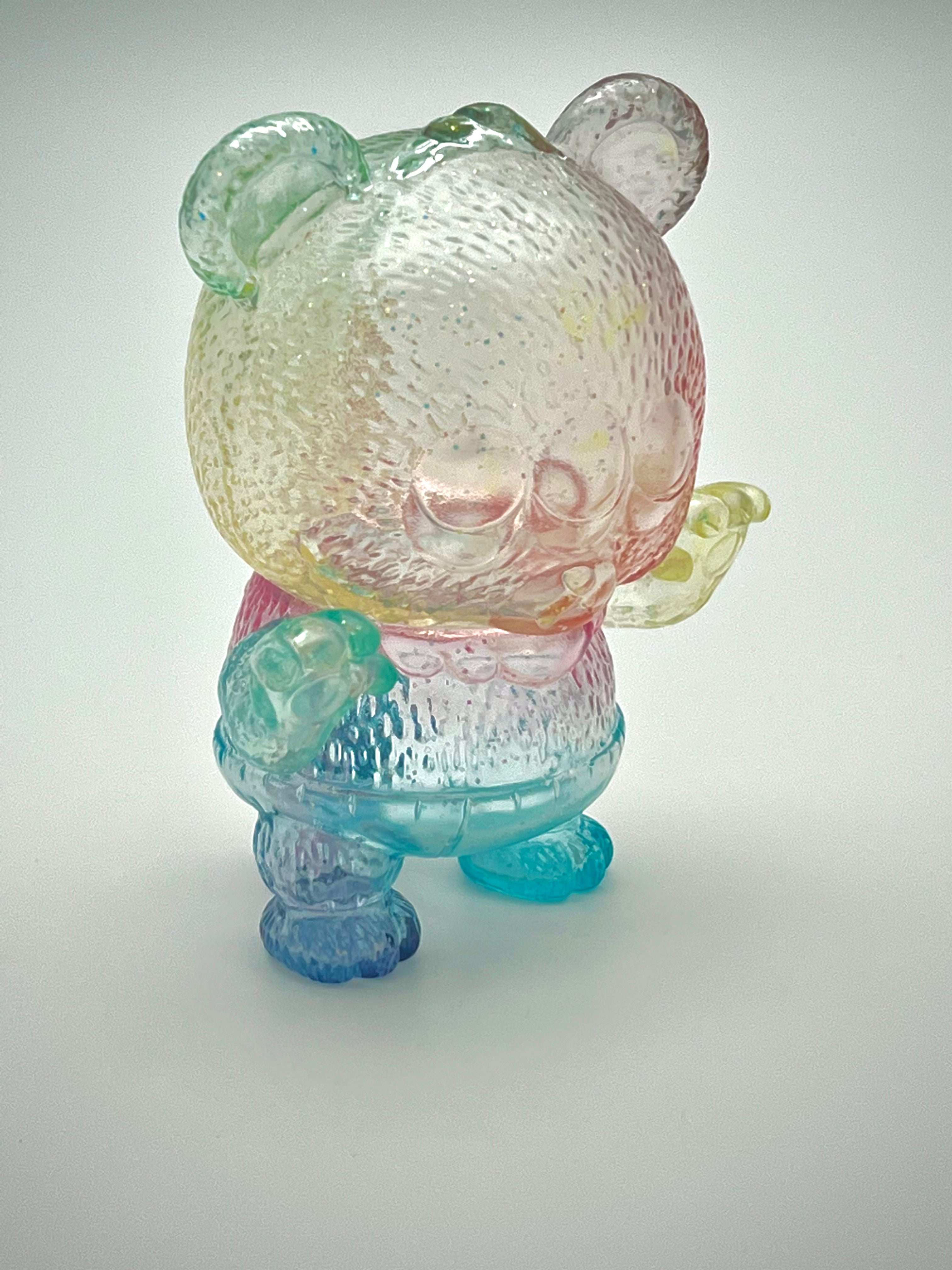 MoMoo Kuma X Art Junkie Baby Kumara Rainbow Glass Bottle - Colorful Reusable Water Bottle for Kids, Perfect for School, Travel & Outdoor Activities