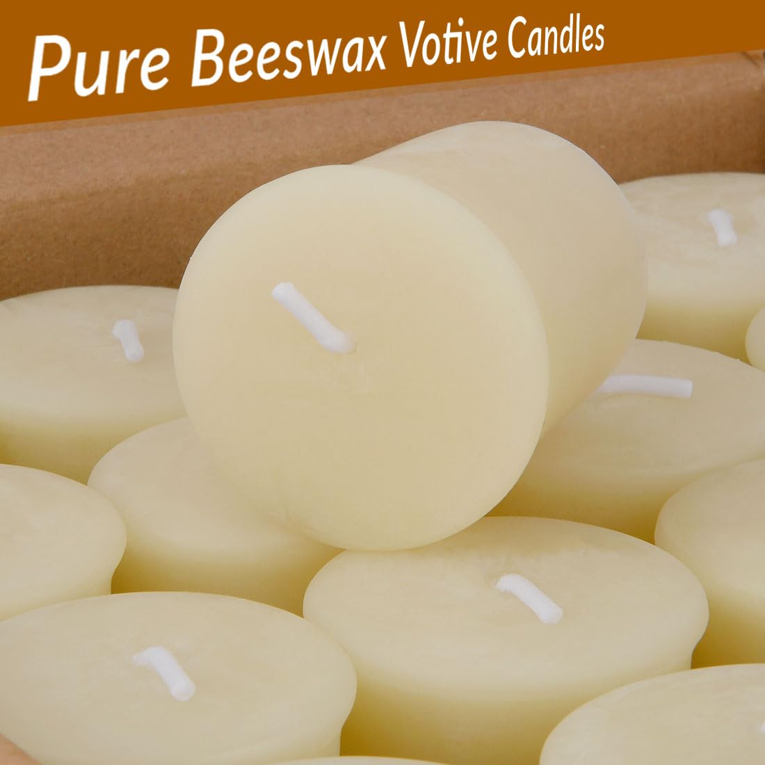 4PCS Pure Beeswax Votive Candles - Unscented with Natural Honey Aroma, 15 Hours Burn Time Each (White) | Perfect for Relaxation, Meditation, Home Decor & Romantic Ambiance