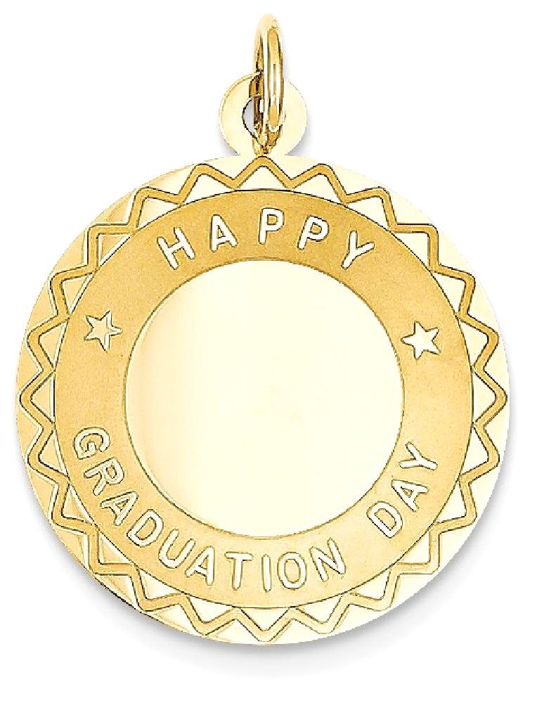 14K Solid Yellow Gold Happy Graduation Day Necklace with Pendant Charm - Elegant Jewelry Gift for Graduates, Perfect for Commencement Ceremonies & Celebrations