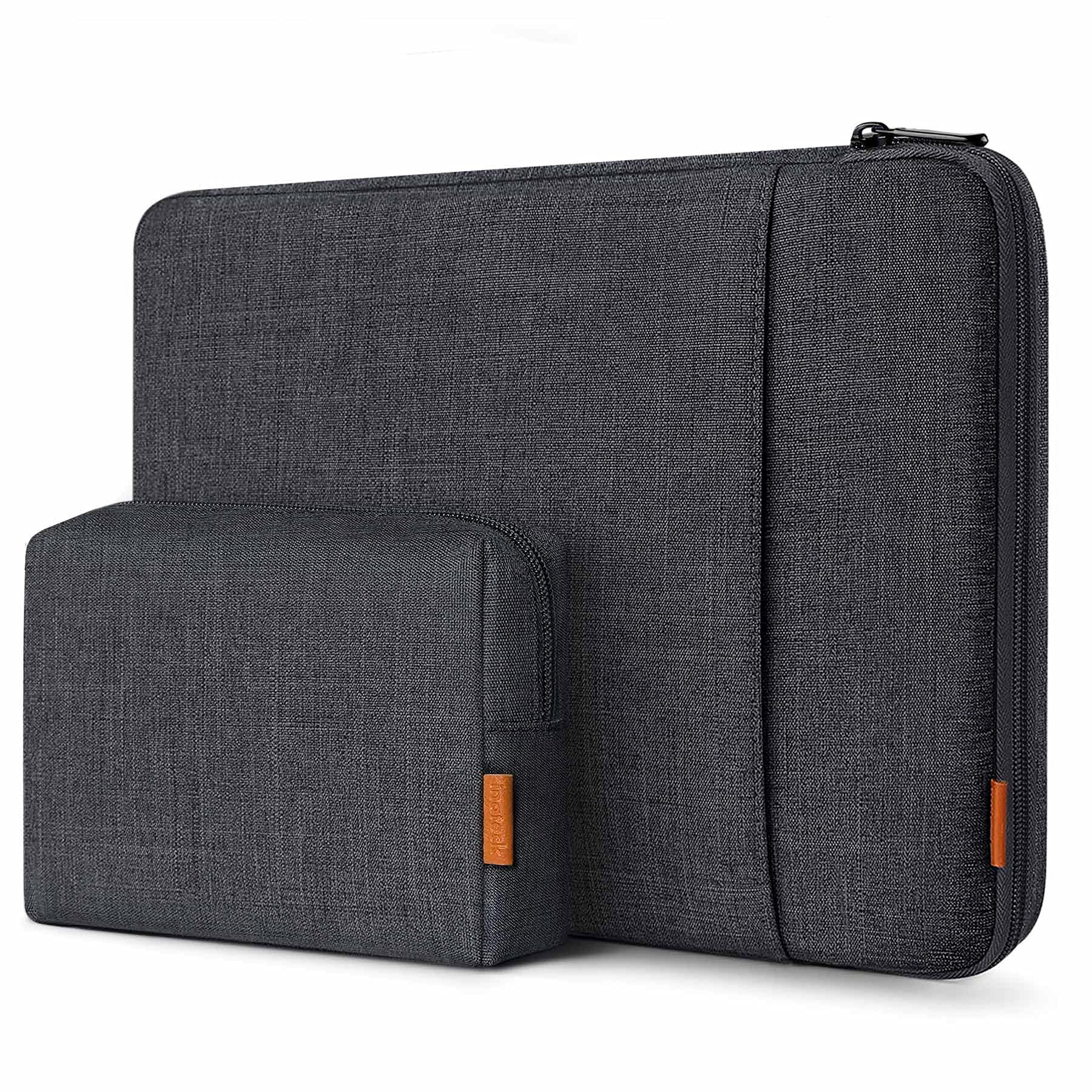 Inateck 360° Protective Laptop Bag with Accessory Pouch for 15-inch MacBook Air M4/M3/M2 (2023-2025) | Water-Resistant & Shockproof | Perfect for Work, Travel & College | Black Gray