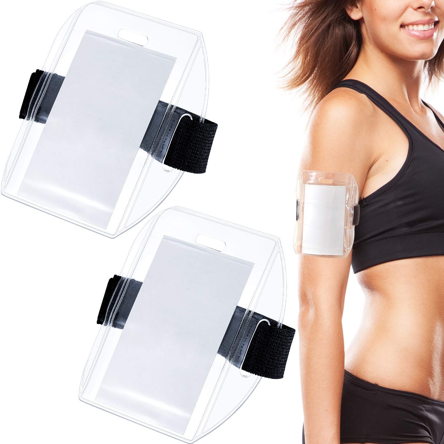 Clear Armband ID Badge Holder with Hook & Loop Fastener - Universal Size Name Tag Holder for Nurses, Security & Office Professionals | Work ID, Event Pass & Hospital Staff Accessories