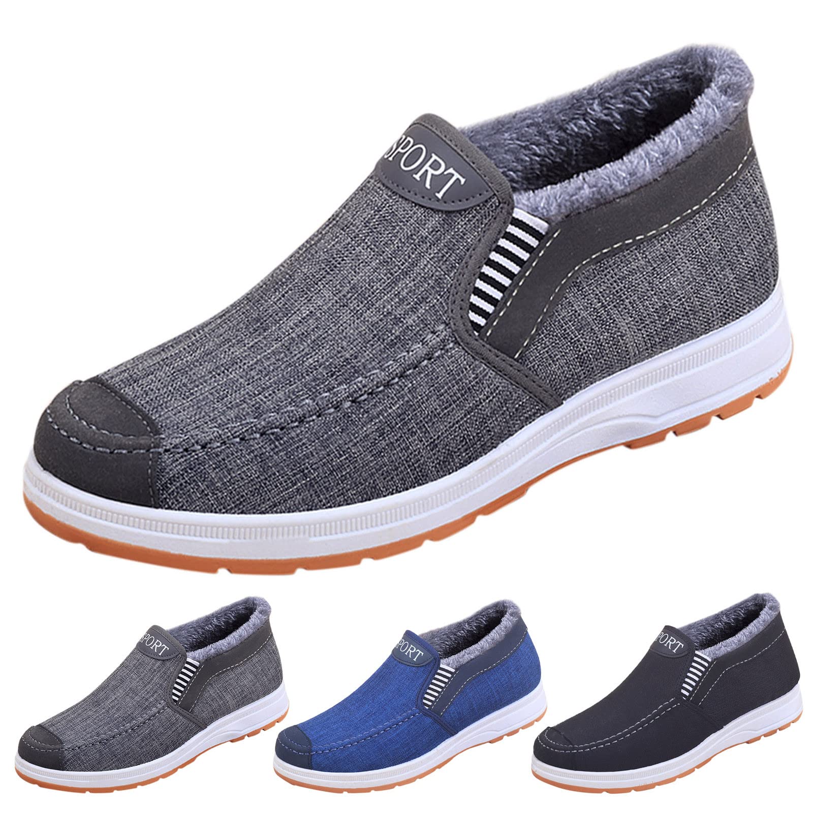 **Men's Waterproof Winter Snow Boots - Size 9, Suede Slip-On Platform Boots for Hiking, Walking & Outdoor Activities - Warm & Comfortable Ankle Boots for Ski Holidays, Snow Trips & Casual Wear**    *(Use Cases: Perfect for snowy adventures, winter hiking, casual outings, and holiday travels.)*