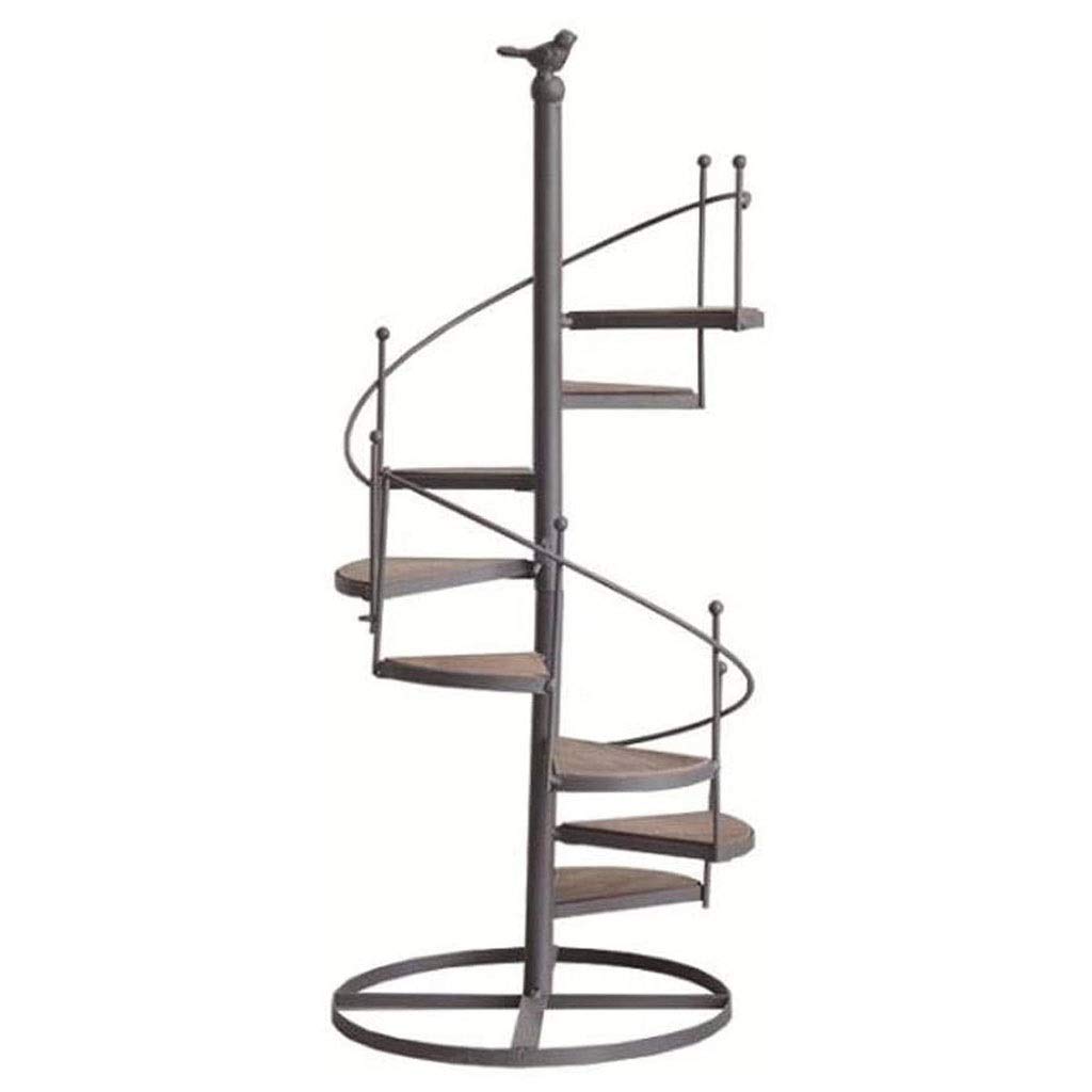 Vintage Wrought Iron Spiral Staircase Plant Stand - 3 Tier Flower Pot Shelf for Indoor/Outdoor Garden Decor, Desktop Display Rack for Plants, Succulents & Home Ornaments - Perfect for Living Room, Patio or Balcony