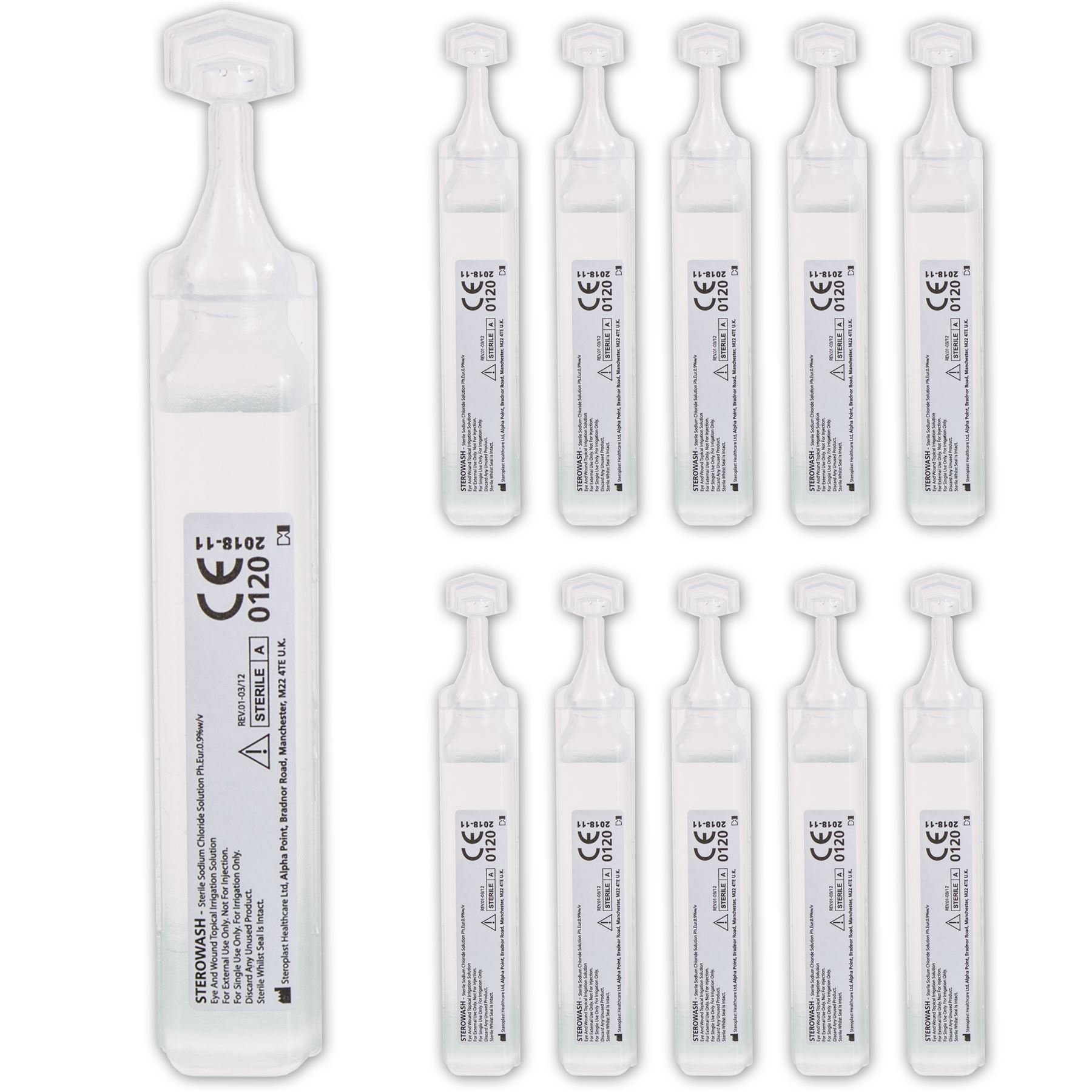 100x Sterile Sterowash Eye Wash Pods 20ml - Emergency First Aid Solution for Eye Irritation, Wound Cleaning & Chemical Exposure | Portable Eye Wash Refill for Home, Workplace & Travel Safety Kit (Expiry 2018)