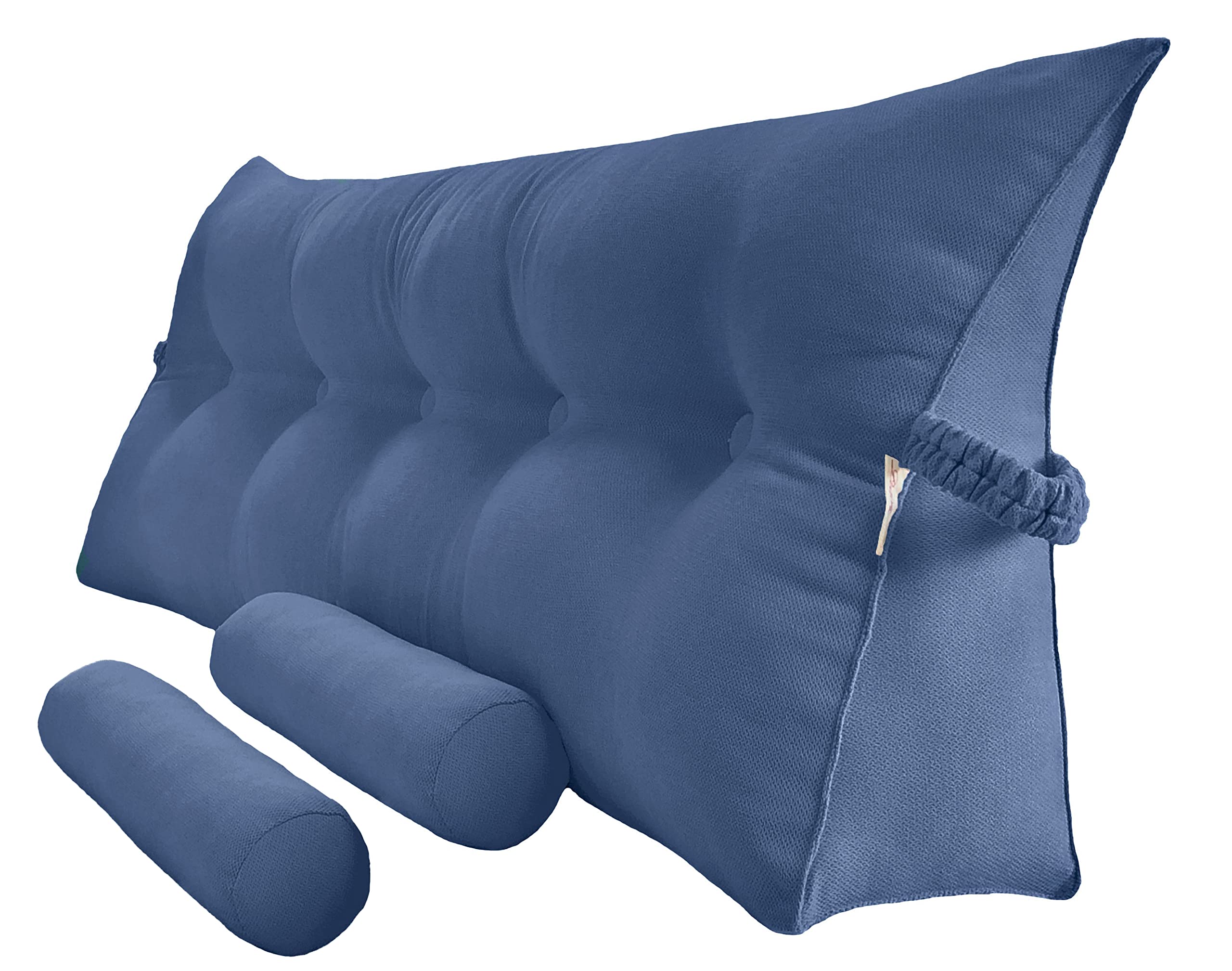Triangular Reading Bed Rest Pillow - Large Wedge Bolster Cushion with Detachable Neck & Lumbar Support Pillows - Perfect for Reading, Watching TV, or Relaxing in Bed (Ocean Blue, King Size 77x8x20 Inches)